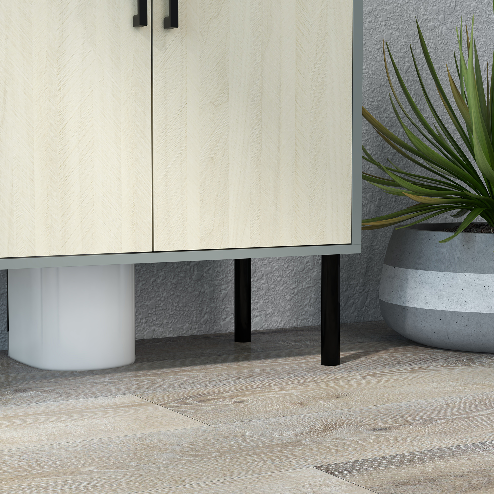 kleankin Under Sink Cabinet, Bathroom Vanity Unit, Storage Cupboard with Double Doors and Storage Shelves, 60x30x60cm, Natural 8