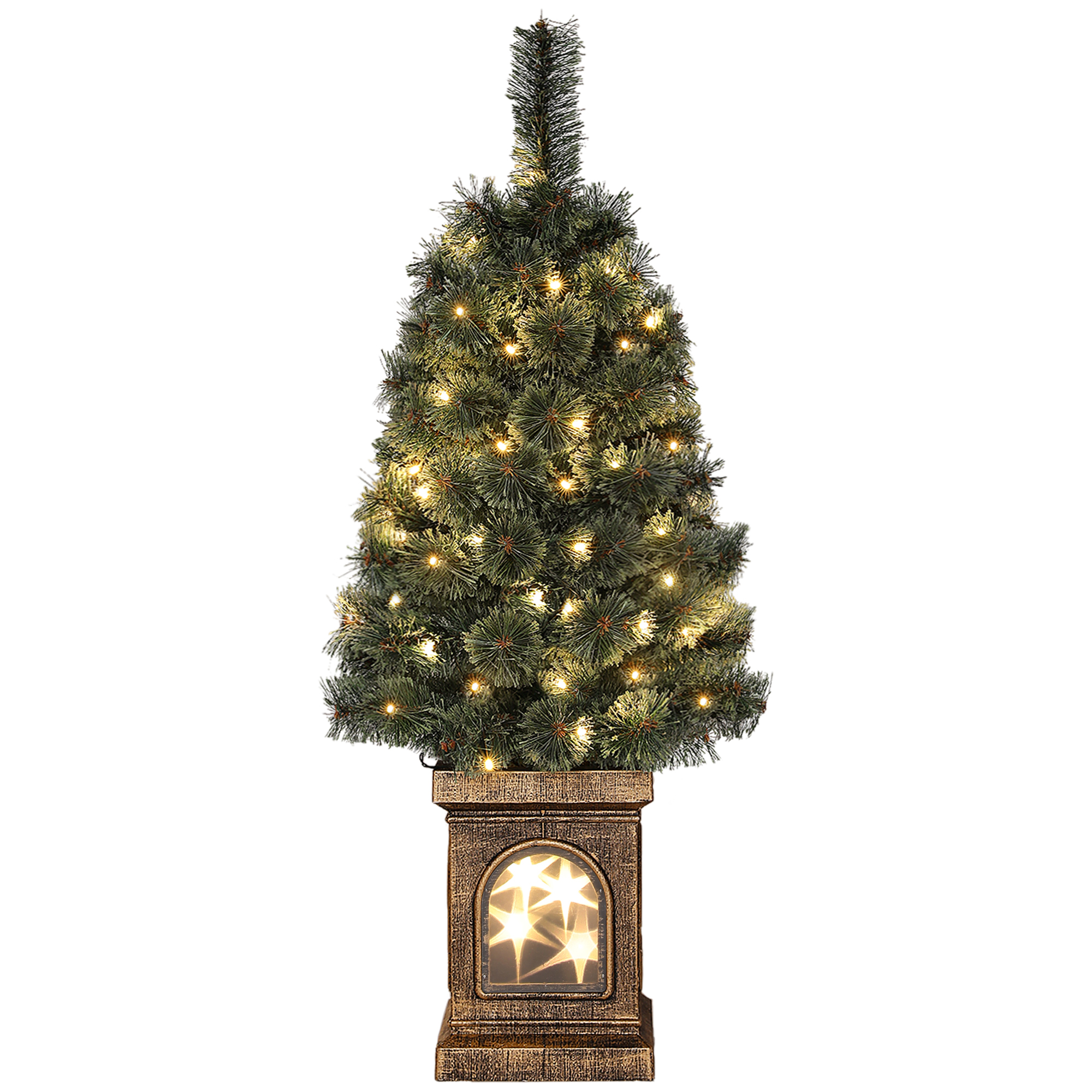 HOMCOM Künstlicher Weihnachtsbaum mit LED-Leuchten, 90 cm Christbaum mit Fe günstig online kaufen