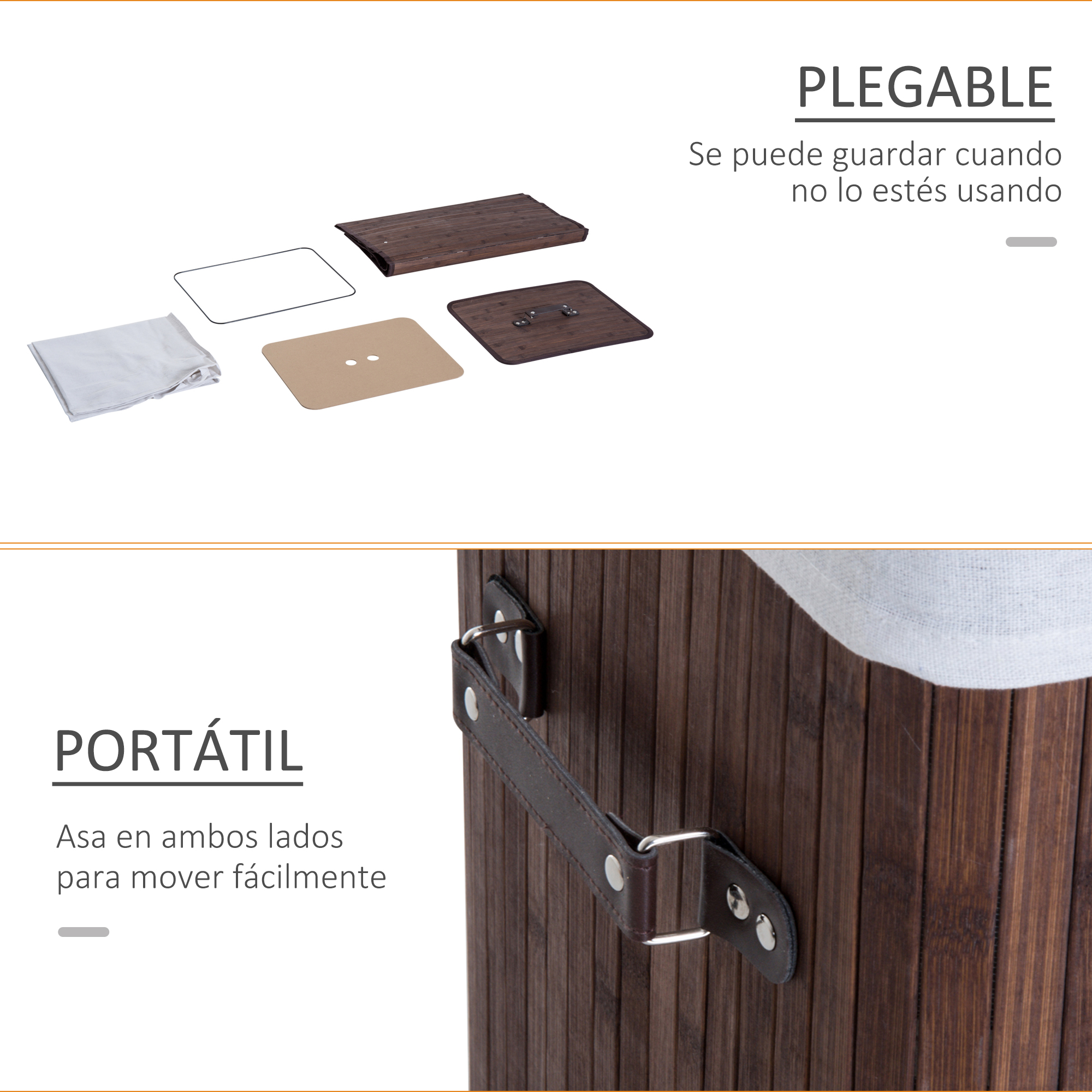 HOMCOM Cesto Para Ropa Sucia Plegable Con Tapa Cubo Para Colada Cesta