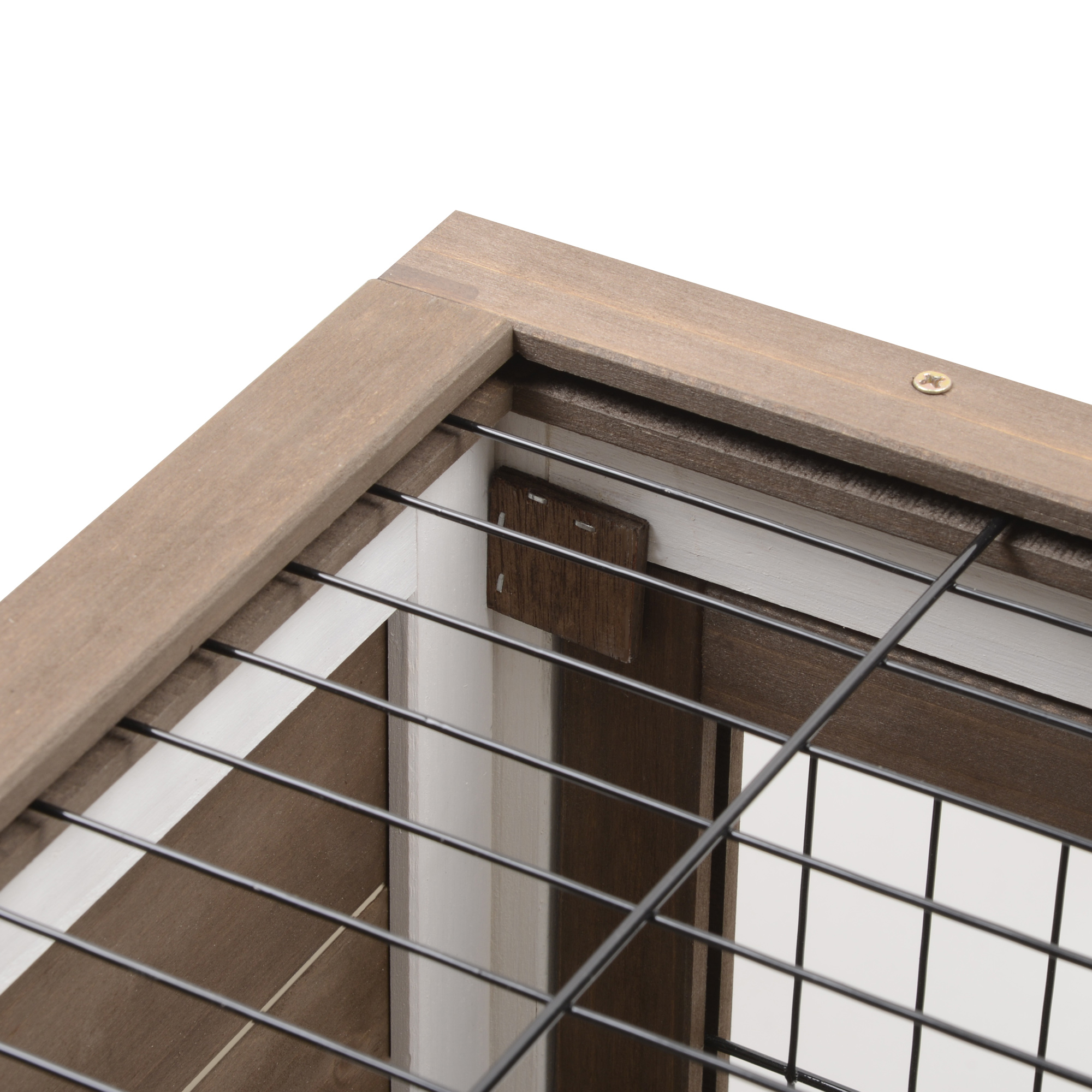 PawHut Two-Tier Rabbit Hutch Pet Cage, with Wheels Brown 9