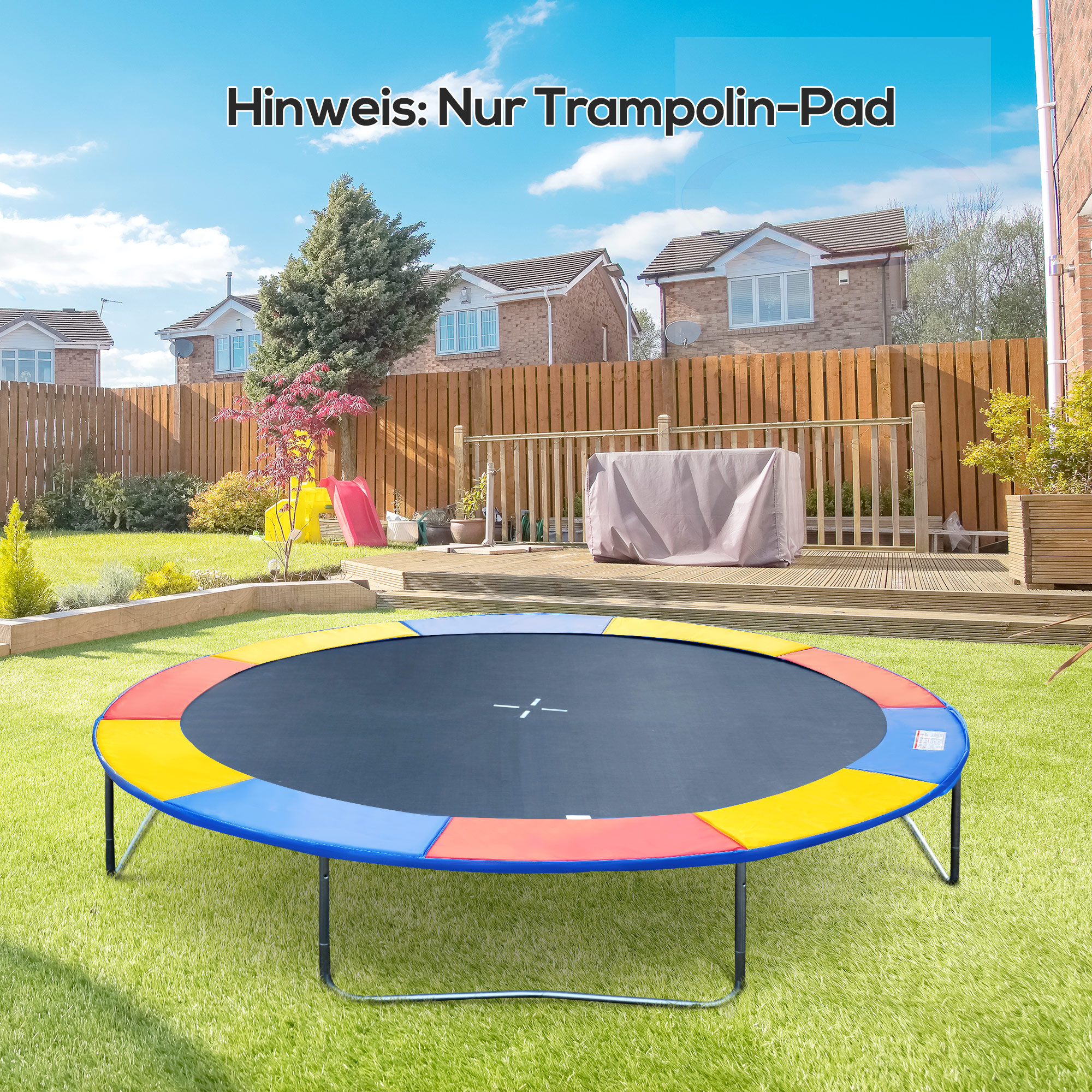 HOMCOM Trampolin Zubehör Set  Sicherheitsnetz, Randabdeckung Ø 244cm Bunt, Wetterplane & Leiter für 8ft 10ft 12ft 15ft  Aosom