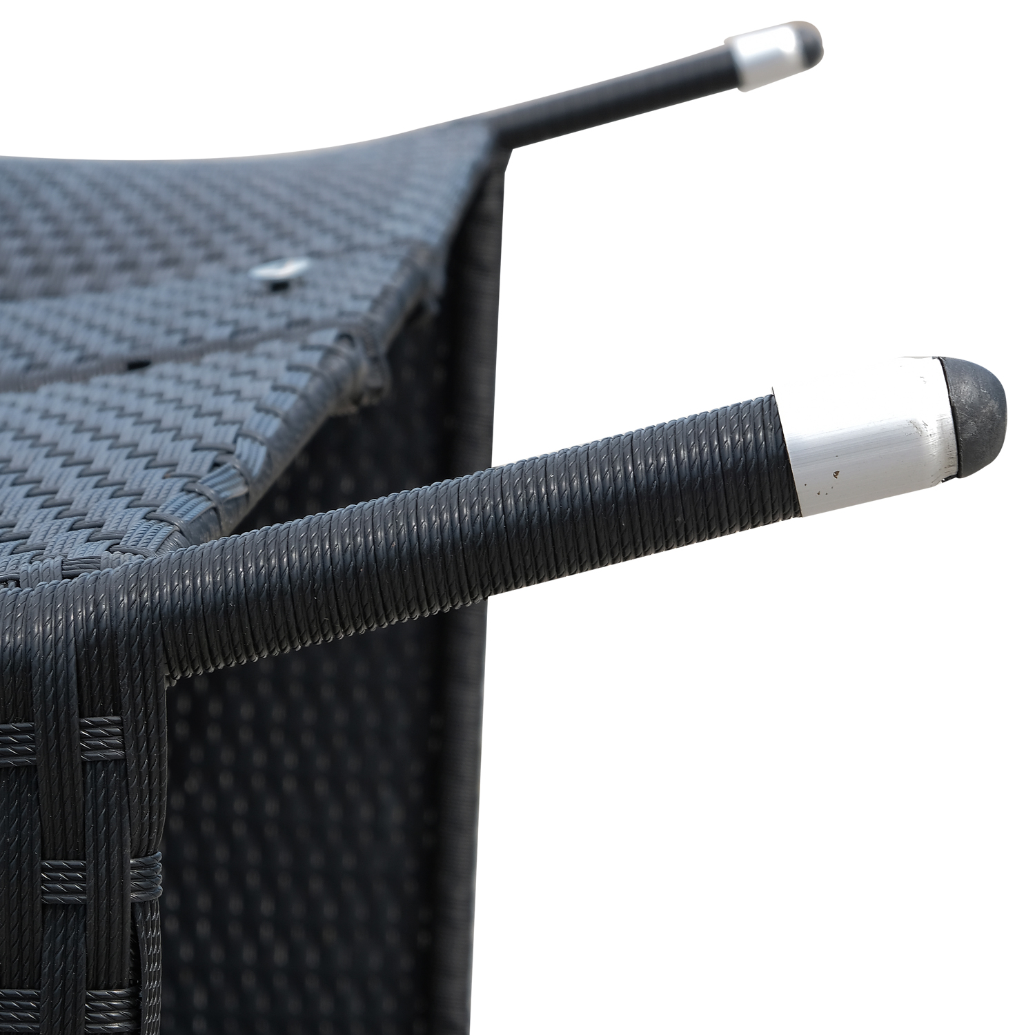 Outsunny 2 Seater Rattan Campanion Chair Wicker Loveseat Outdoor Patio Armchair with Drink Table Garden Furniture Black 8