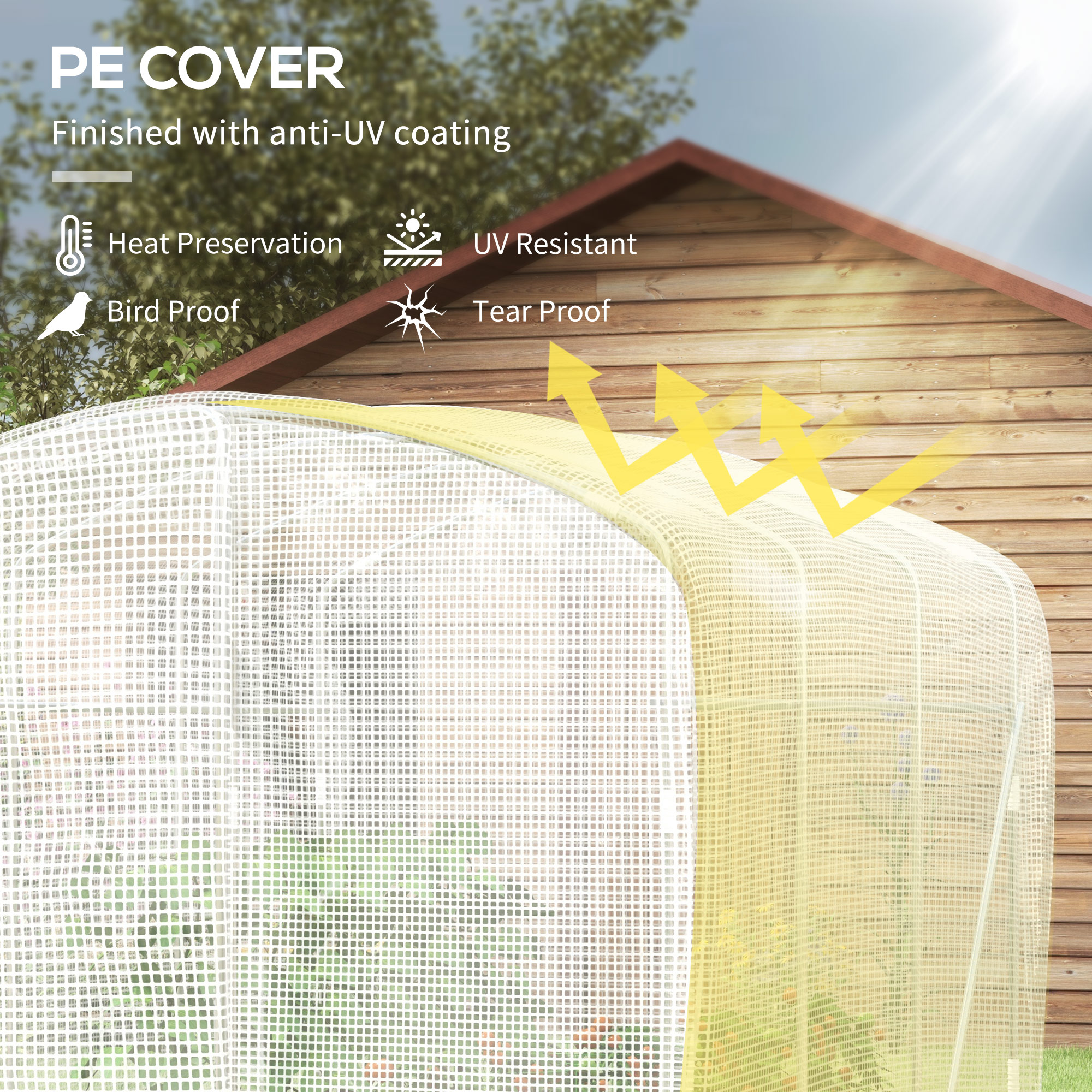 Outsunny Polytunnel Greenhouse Walk-in Grow House with UV-resistant PE Cover, Door and Galvanised Steel Frame, 2 x 2 x 2m, White 4