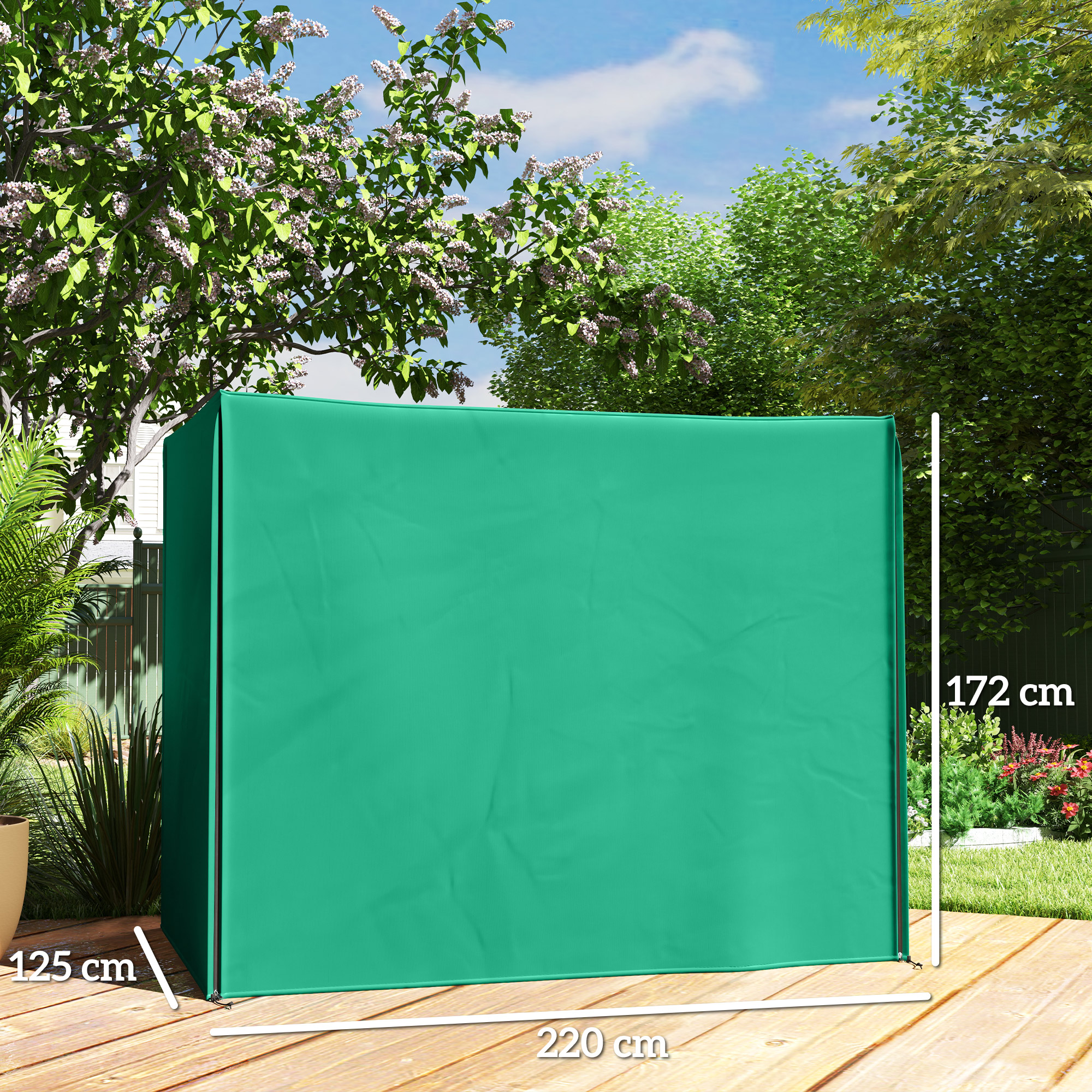 Outsunny 220 x 125cm Three-Seater Swing Chair Protective Cover Green 3