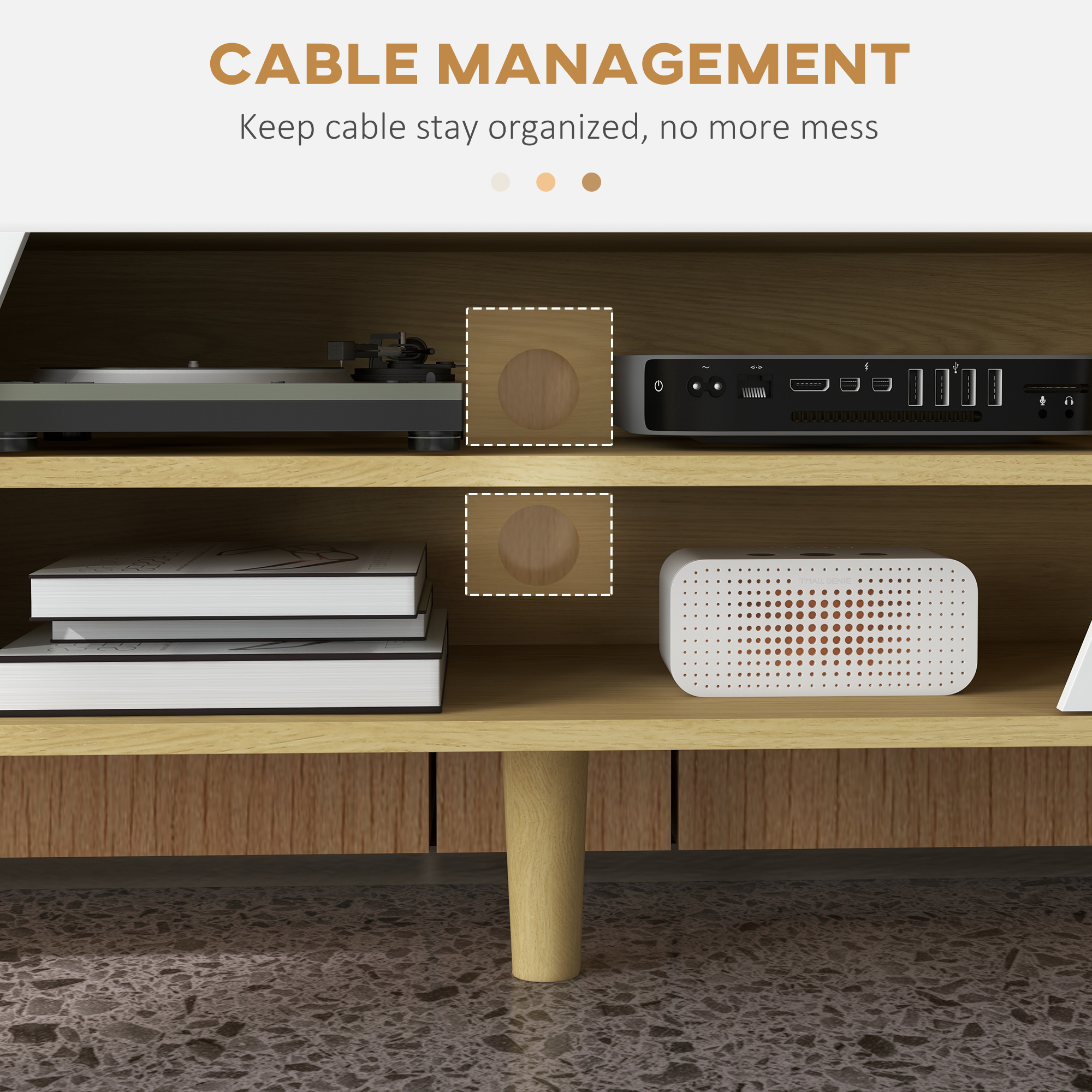 HOMCOM Scandinavian-Style TV Cabinet, with Storage Wood-Effect/White 5