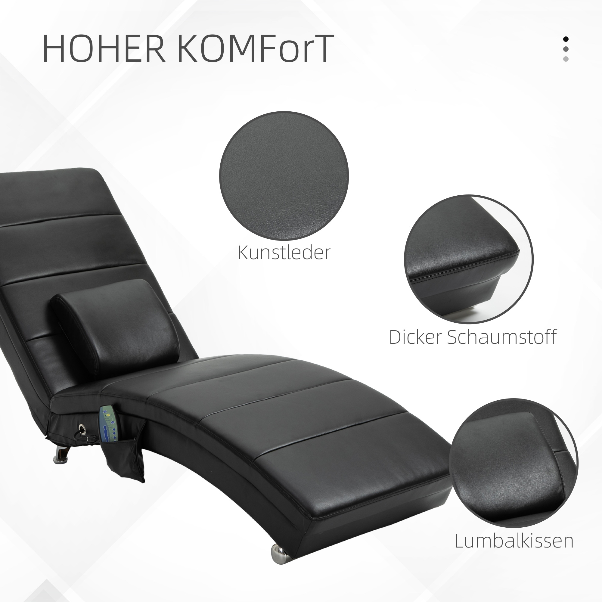 Lamamistool massaažifunktsiooniga, ergonoomiliselt kõrge seljatugi, massaažifunktsiooni ja null-G disainiga padjaga, kunstnahk, metall, poroloon, must, 58 x 1