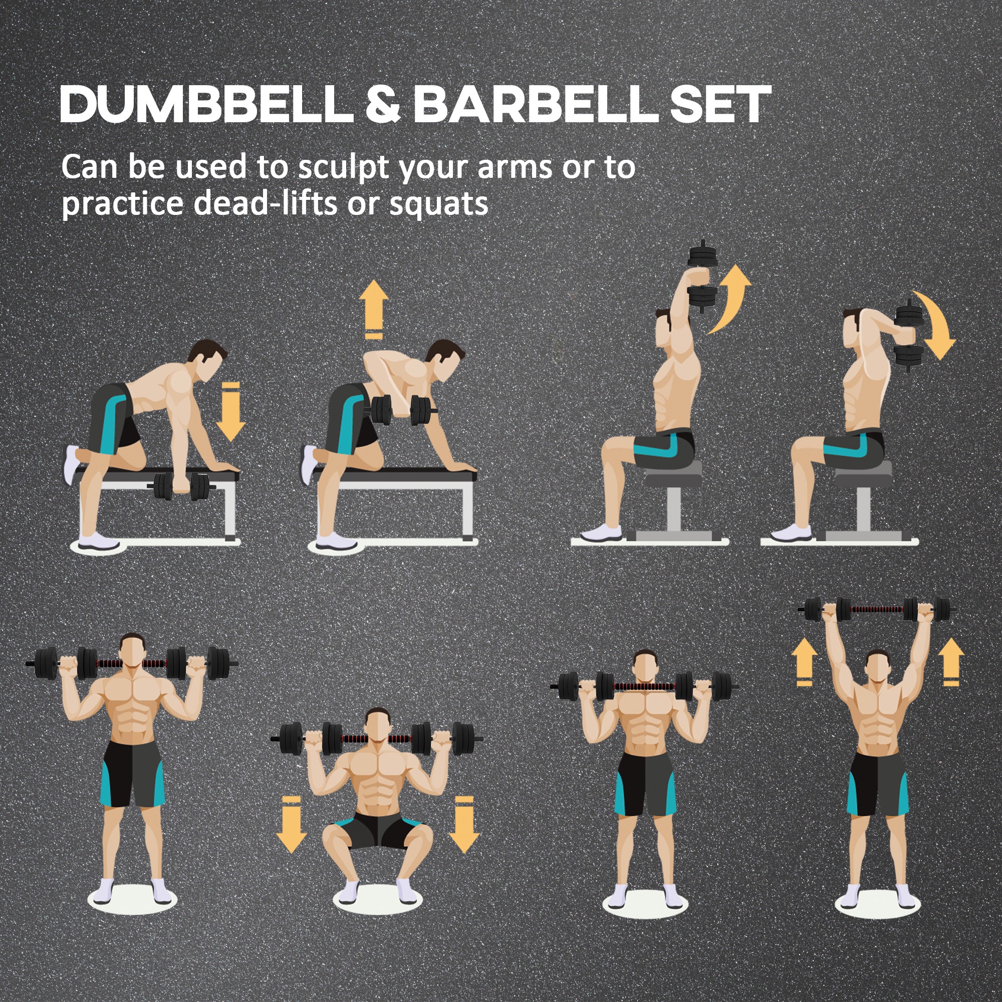 HOMCOM 20kg 2 IN 1 Adjustable Dumbbells Weight Set, Dumbbell Hand Weight Barbell for Body Fitness, Lifting Training for Home, Office, Gym, Black 4