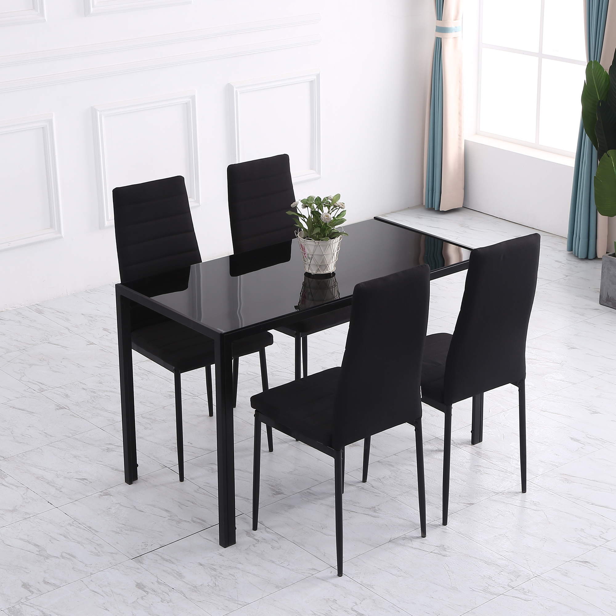 Homy Casa- Set Di 4 Sedie Da Pranzo Girevoli In Tessuto, Design Con
