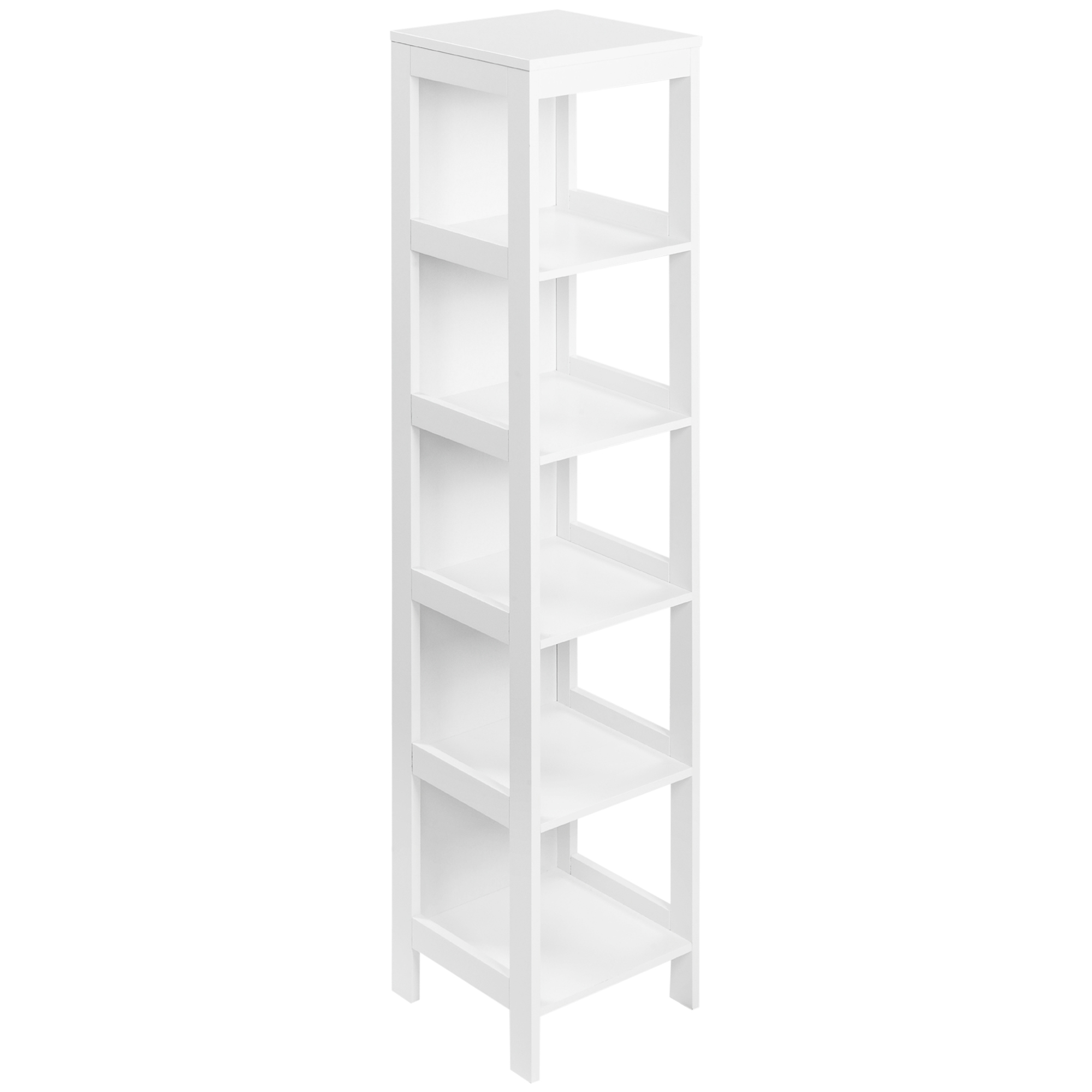 kleankin Colonna Bagno Salvaspazio con Cassetto e 2 Armadietti con Mensola Regolabile, Mobiletto Bagno Bianco Lucido 30x28x170cm