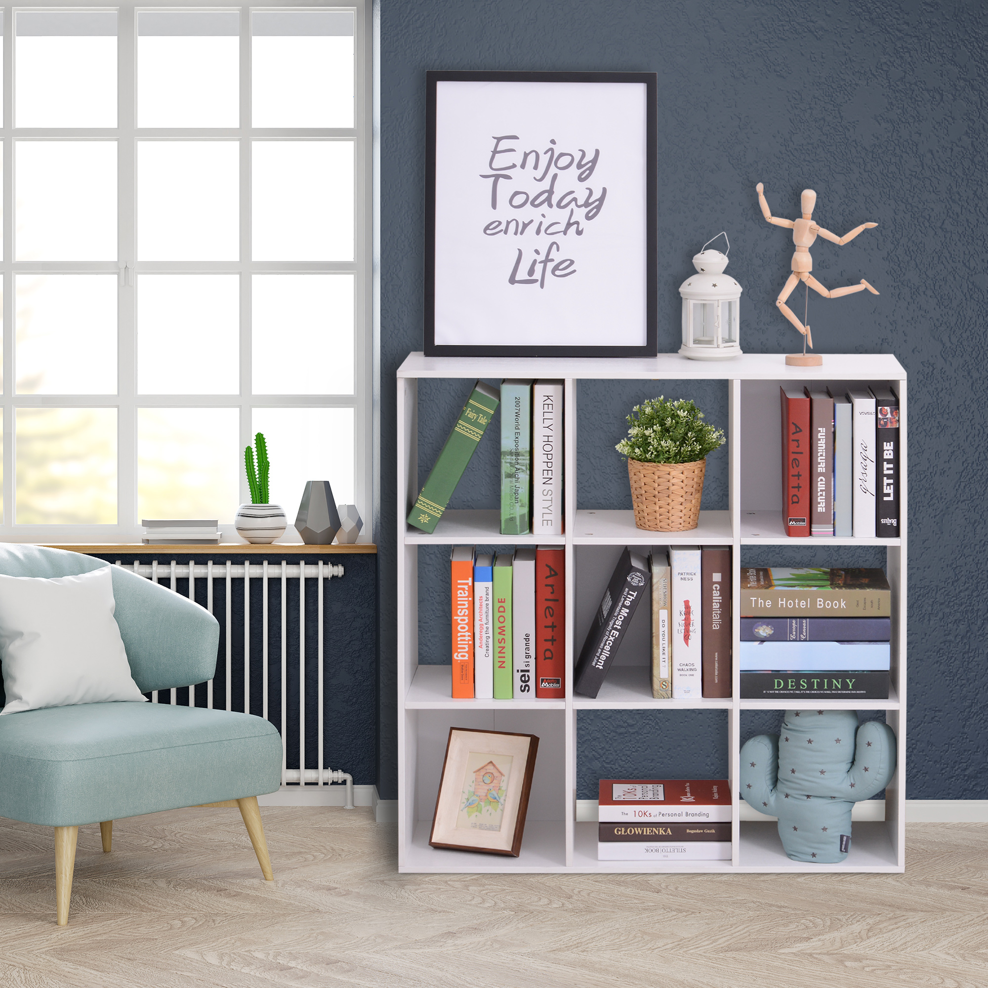 HOMCOM Nine-Cube Storage Shelf White 2