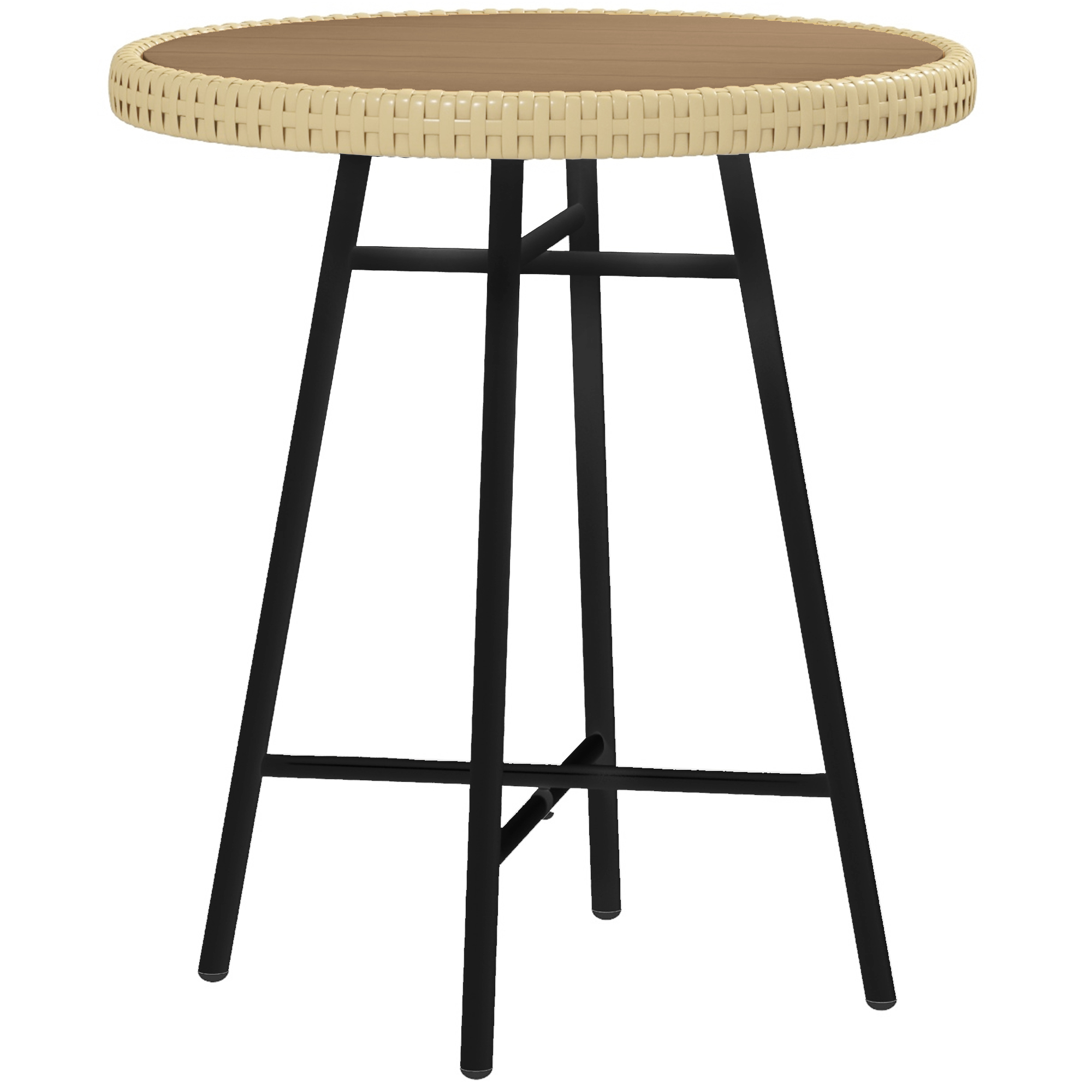 Product photograph of Outsunny Elegant Pe Rattan Side Table Natural Wood Finish Perfect Addition To Outdoor Patio Furniture Aosom Uk from Aosom UK