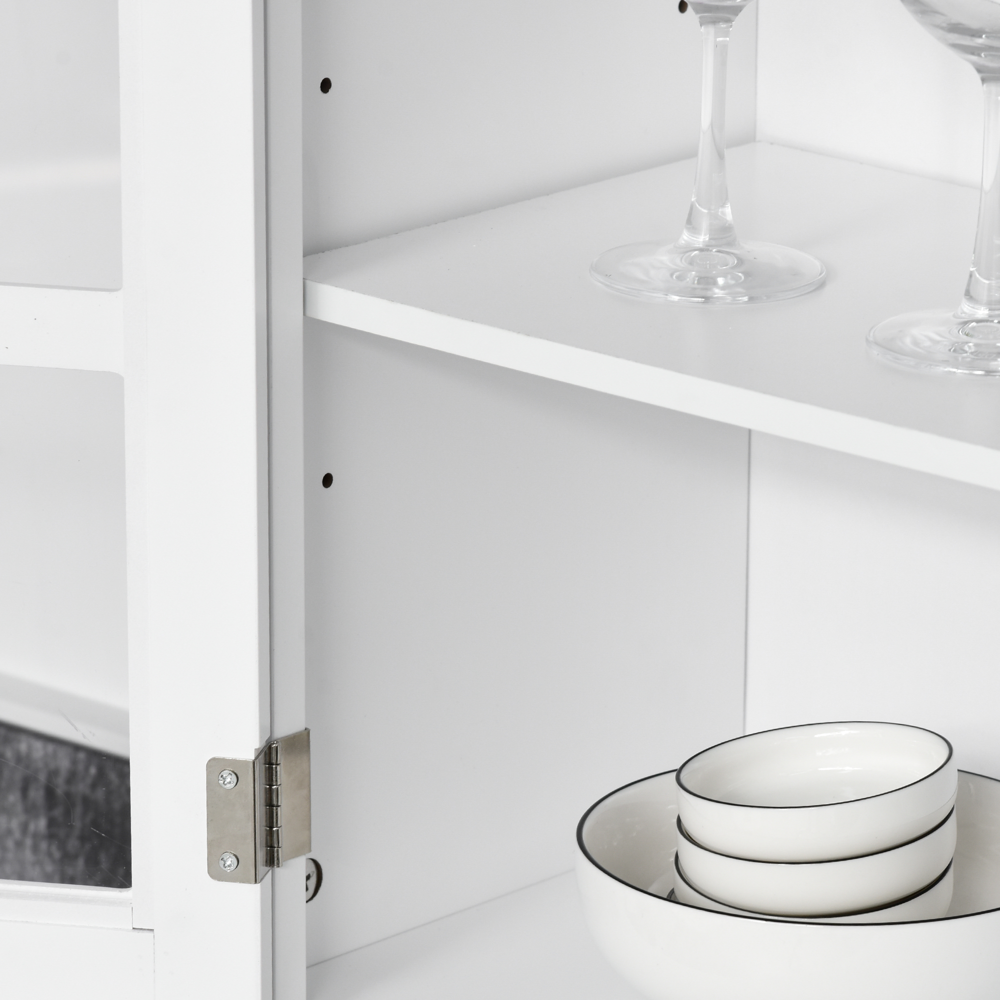 Credenza Cucina Alta E Stretta HOMCOM - 180 Cm, 5 Ripiani Regolabili, Ante Soft Close, Bianca