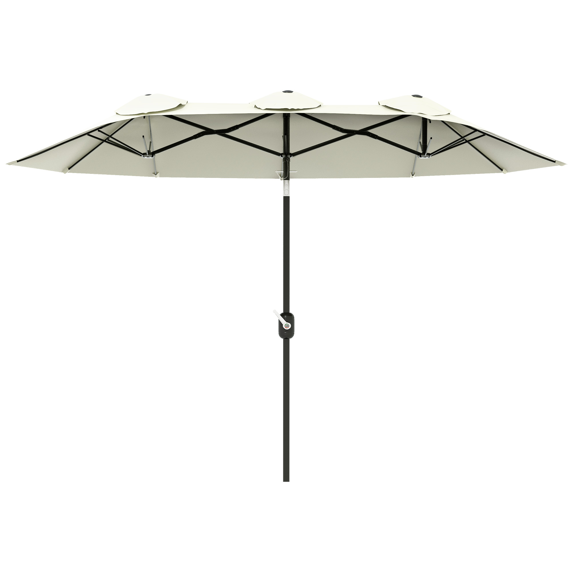 Outsunny Ombrellone Doppio Con Luci LED Solari 440x260 Cm - Kaki - Manovella E Apertura Di Ventilazione