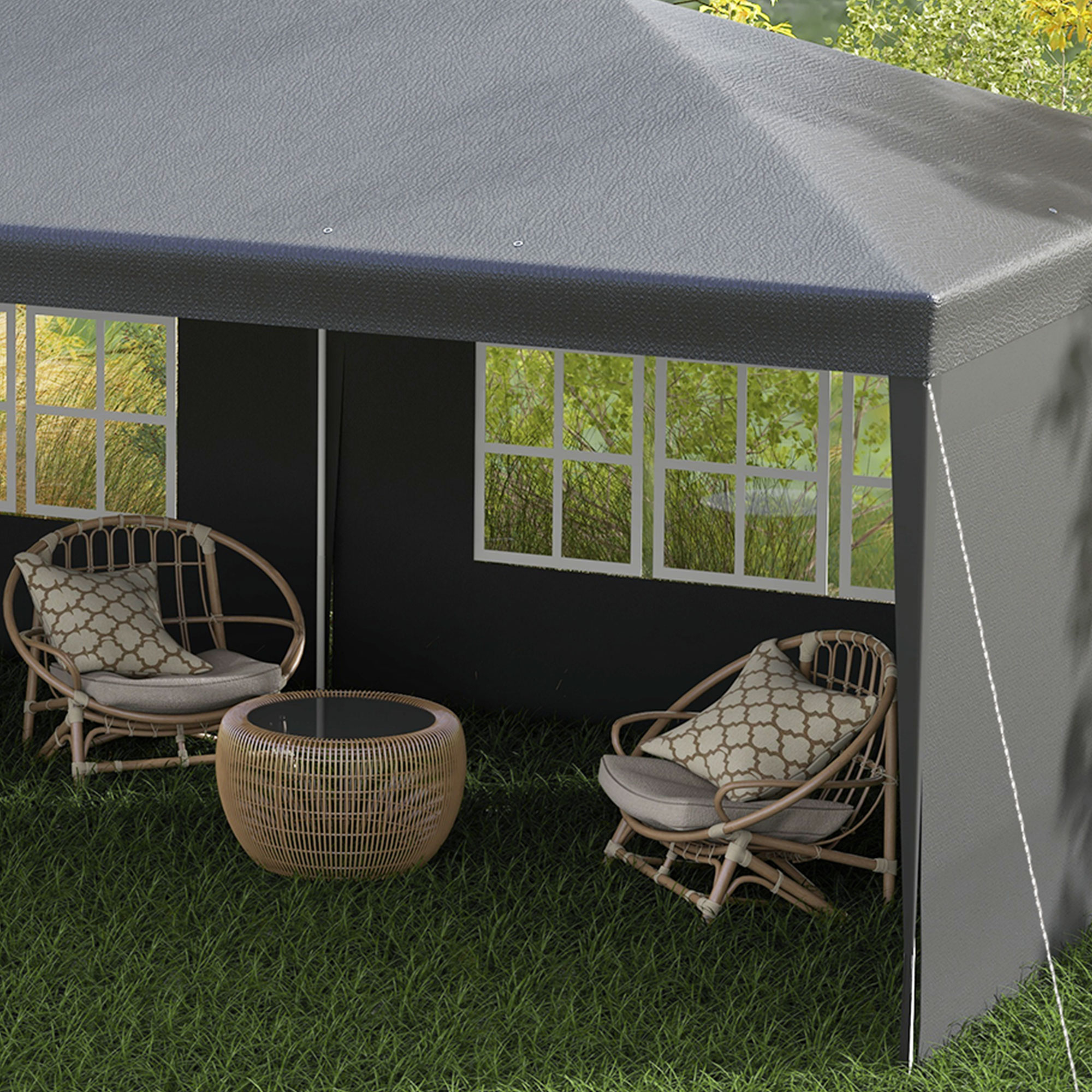 Outsunny 2.95 x 5.83 m Semi-Open Gazebo Dark Grey 9