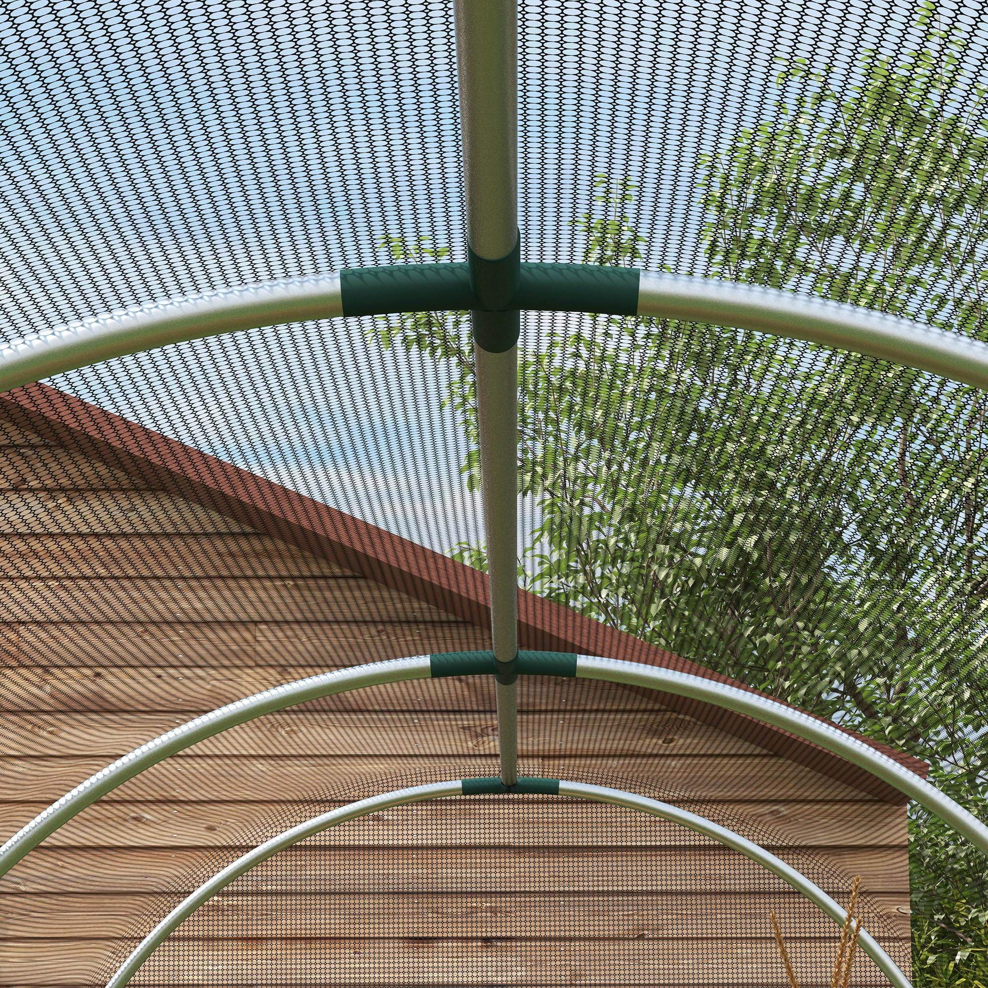Outsunny 360 x 120cm Galvanised Steel Fruit Cage, Plant Protection Tent with Zipped Door, Black 9