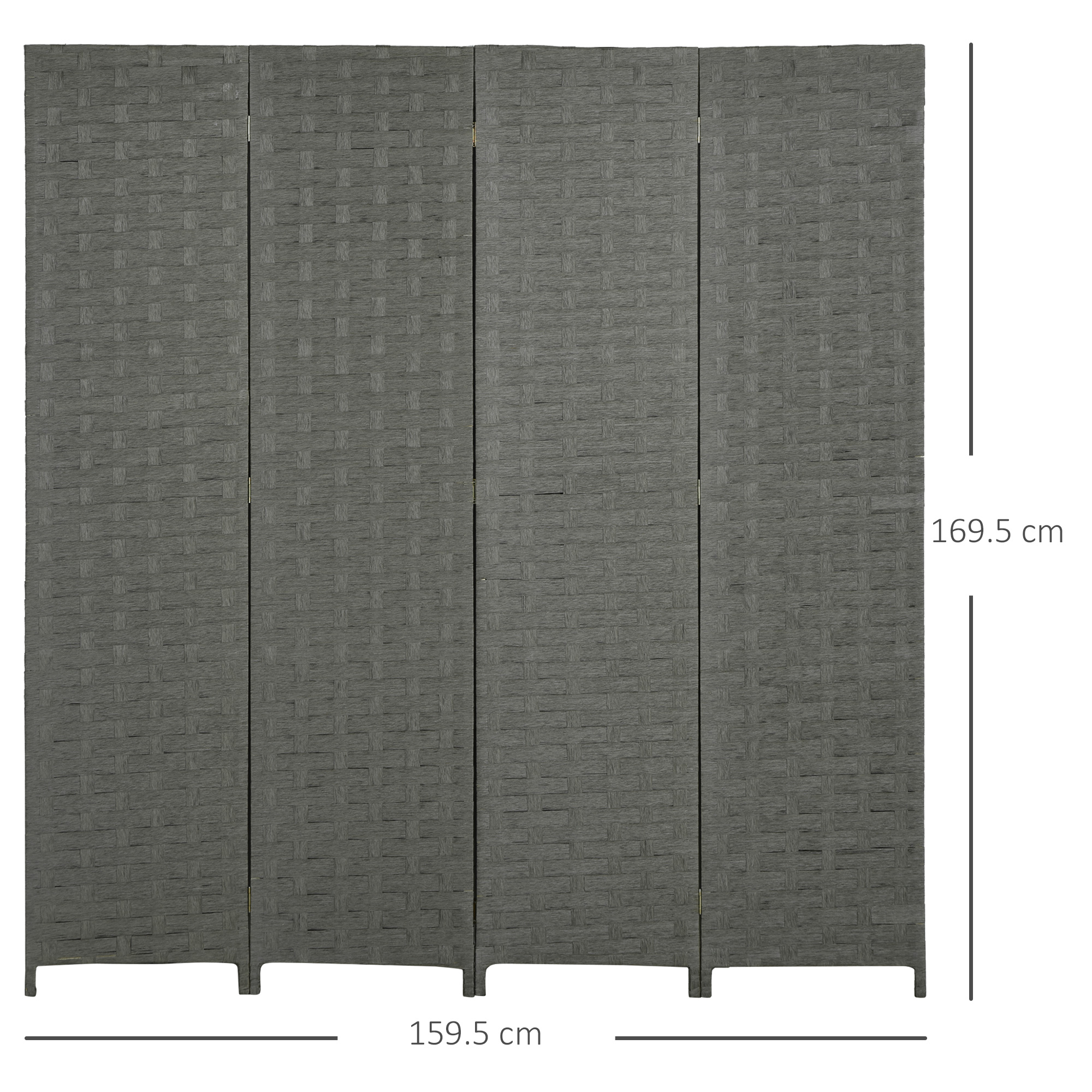 HOMCOM 4-Panel Room Dividers, Wave Fibre Freestanding Folding Privacy Screen Panels, Partition Wall Divider for Indoor Bedroom Office, 170 cm, Grey 3