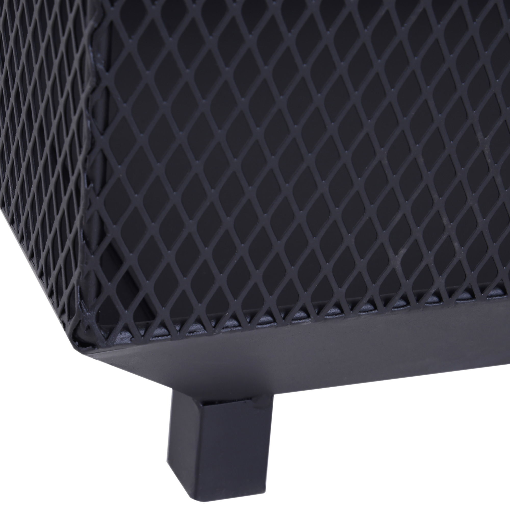 Outsunny Metal Square Fire Pit Outdoor Mesh Firepit Brazier w/ Lid, Log Grate, Poker for Backyard, Camping, Bonfire, Wood Burning Stove, 44 x 44 x 40cm, Black 9