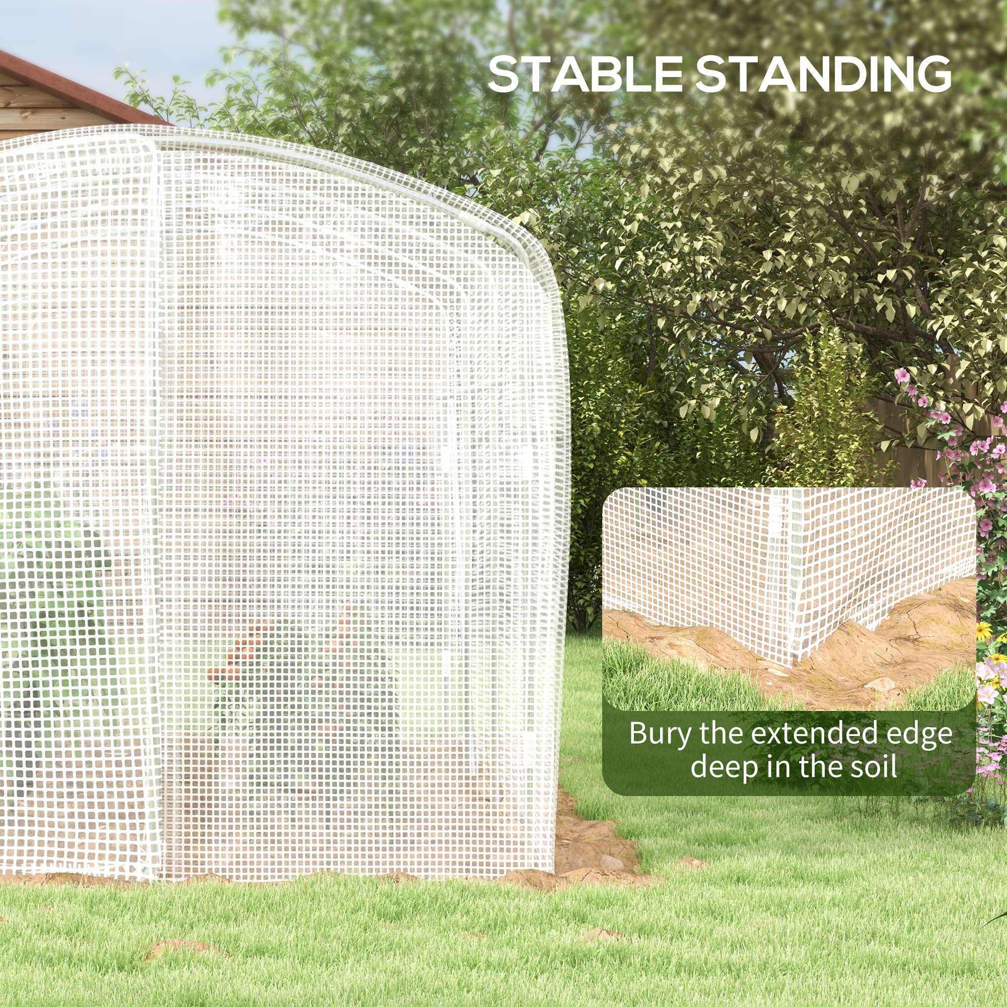 Outsunny Polytunnel Greenhouse Walk-in Grow House with UV-resistant PE Cover, Door and Galvanised Steel Frame, 2 x 2 x 2m, White 6