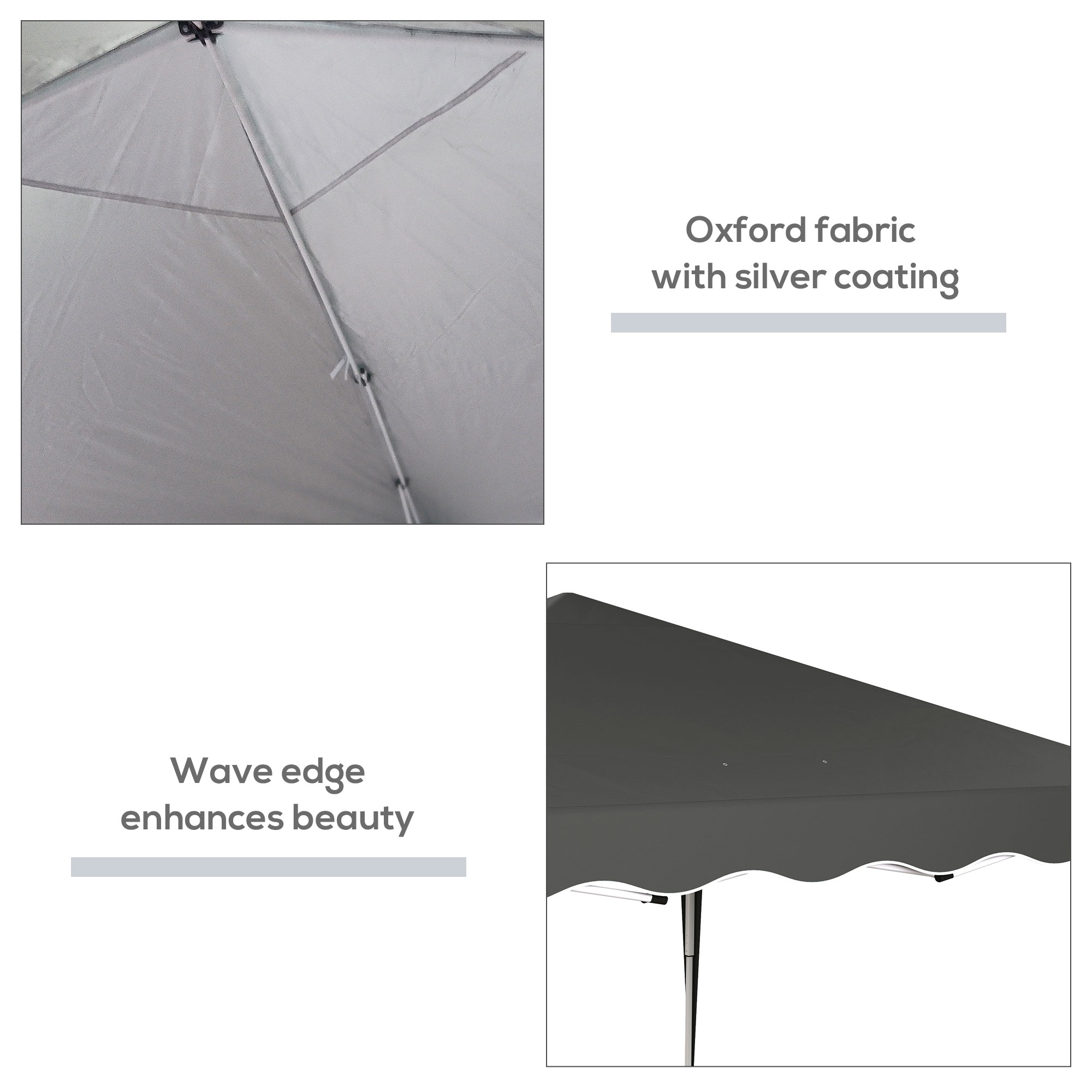 Outsunny 3 x 3cm Adjustable Height Pop-Up Gazebo, with Bag Grey 7