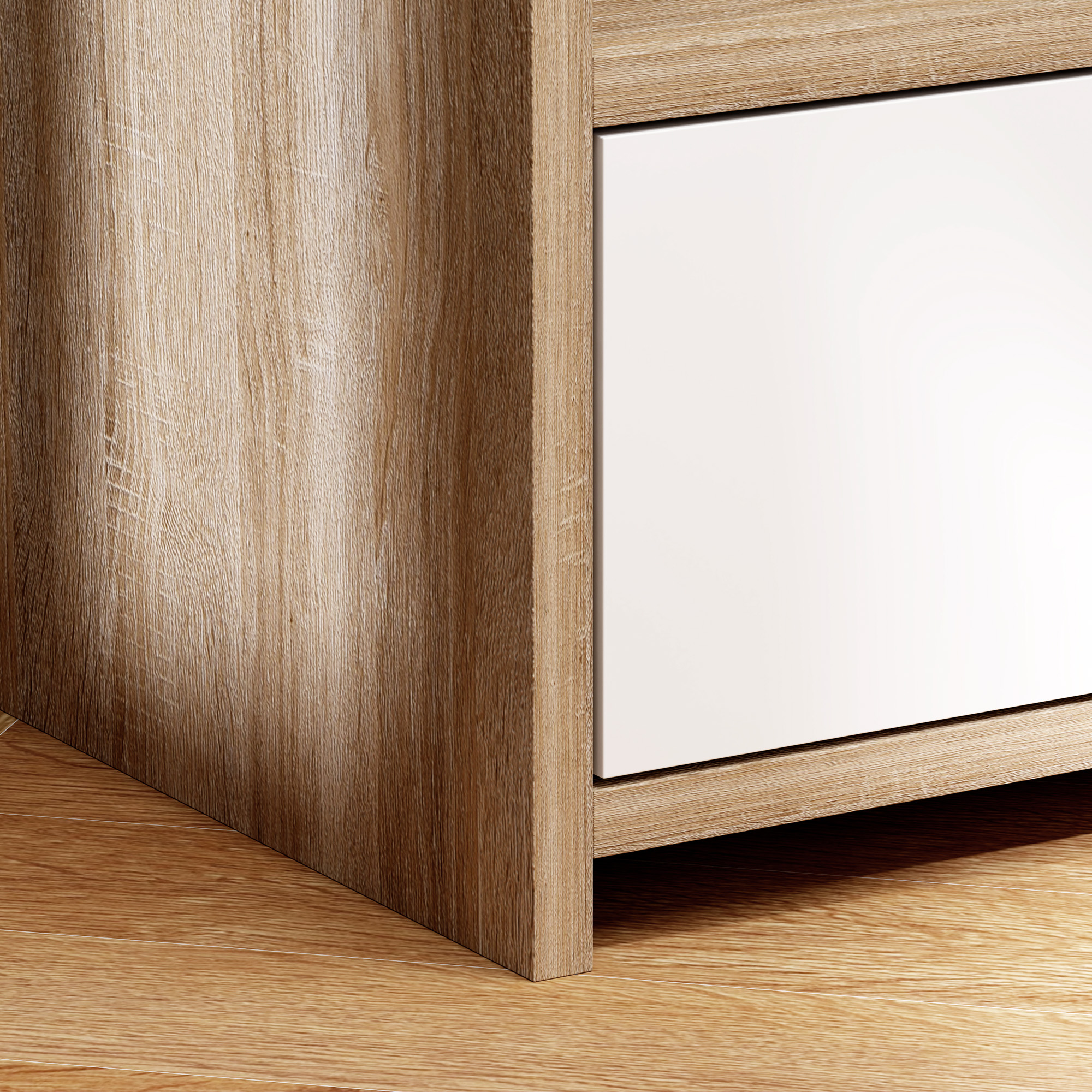 HOMCOM Multi-Storage Bedside Table White/Wood-Effect 8