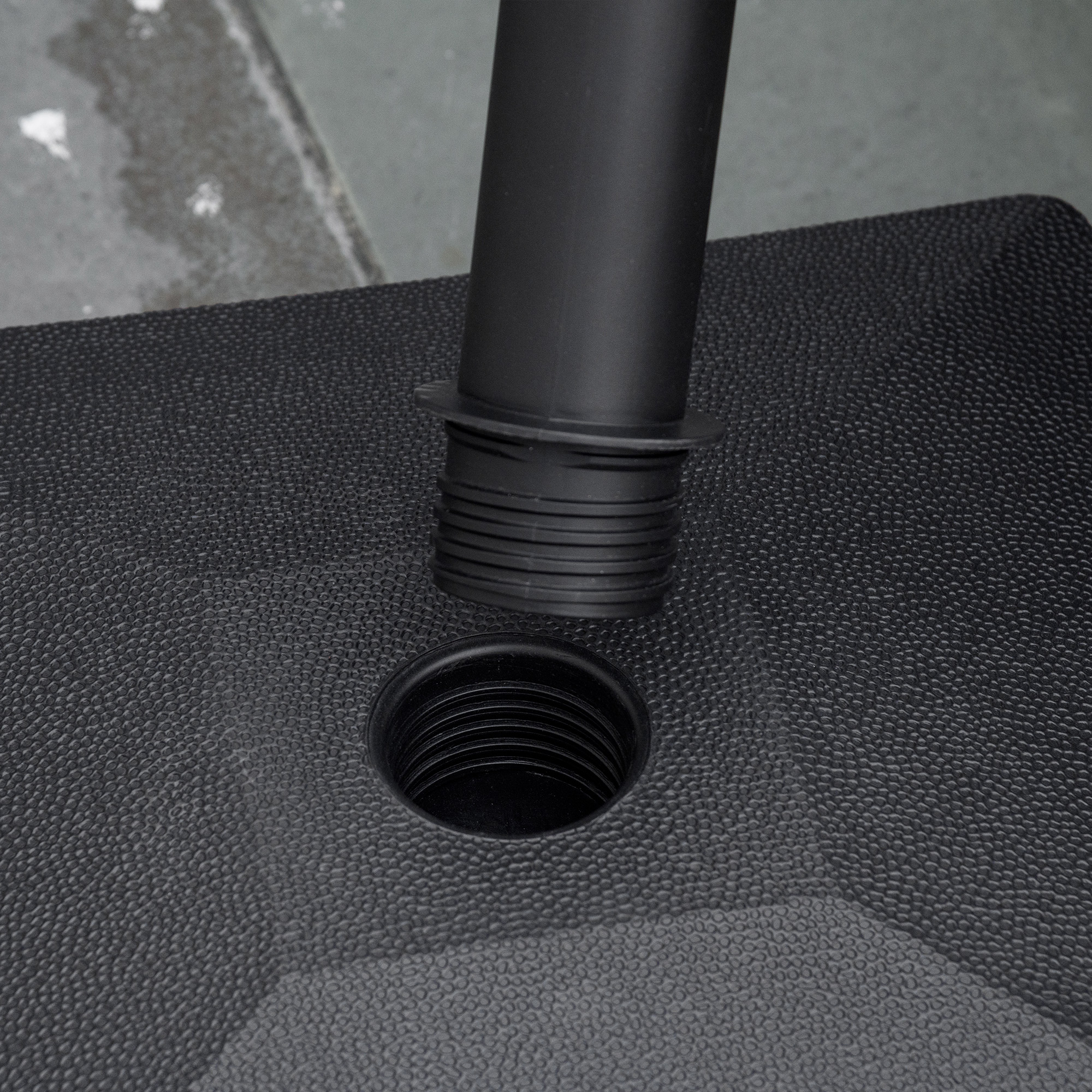 Päikesevarju alus, täidetav kuni 20 kg, HDPE kandiline päikesevarju alus ratastega, päikesevarju hoidik, päikesevarju raskus, päikesevarju alus Ø22-38mm, rõdule, terrassile, aeda, must
