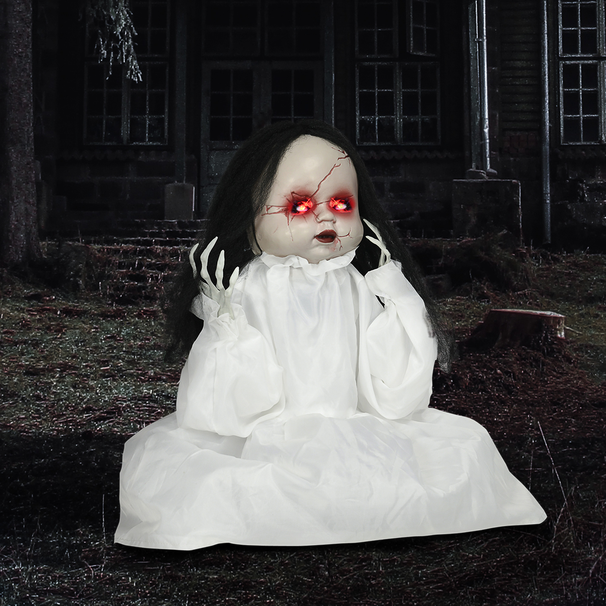 HOMCOM Halloween Dekoration 60cm Mörderpuppe mit Rote Augen, Soundfunktion, günstig online kaufen