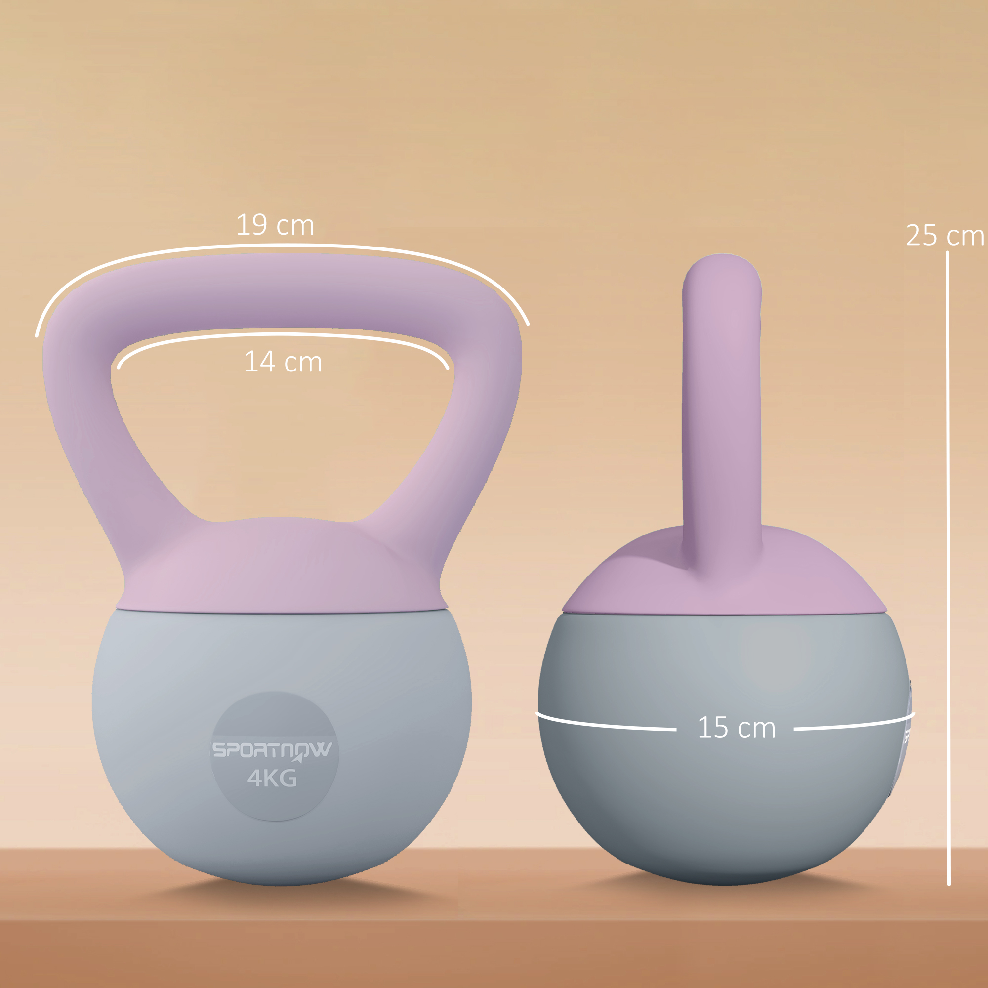 SPORTNOW 4KG Soft Kettlebell, Kettle Bell with Non-Slip Handle for Home Gym, Weight Lifting, Strength Training, Purple/Grey 3
