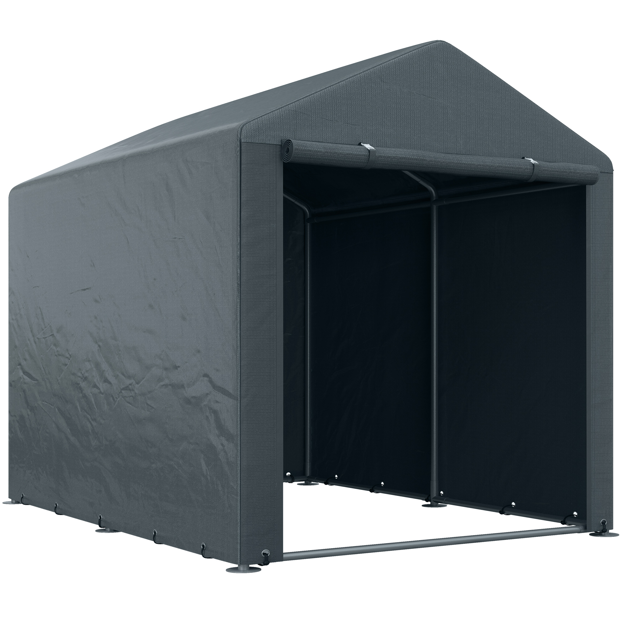 Outsunny Carpa para Herramientas Bicicletas y Motos 1,6x2,2x1,7 m con 2 Habitaciones Puerta con Cremallera Impermeable Gris