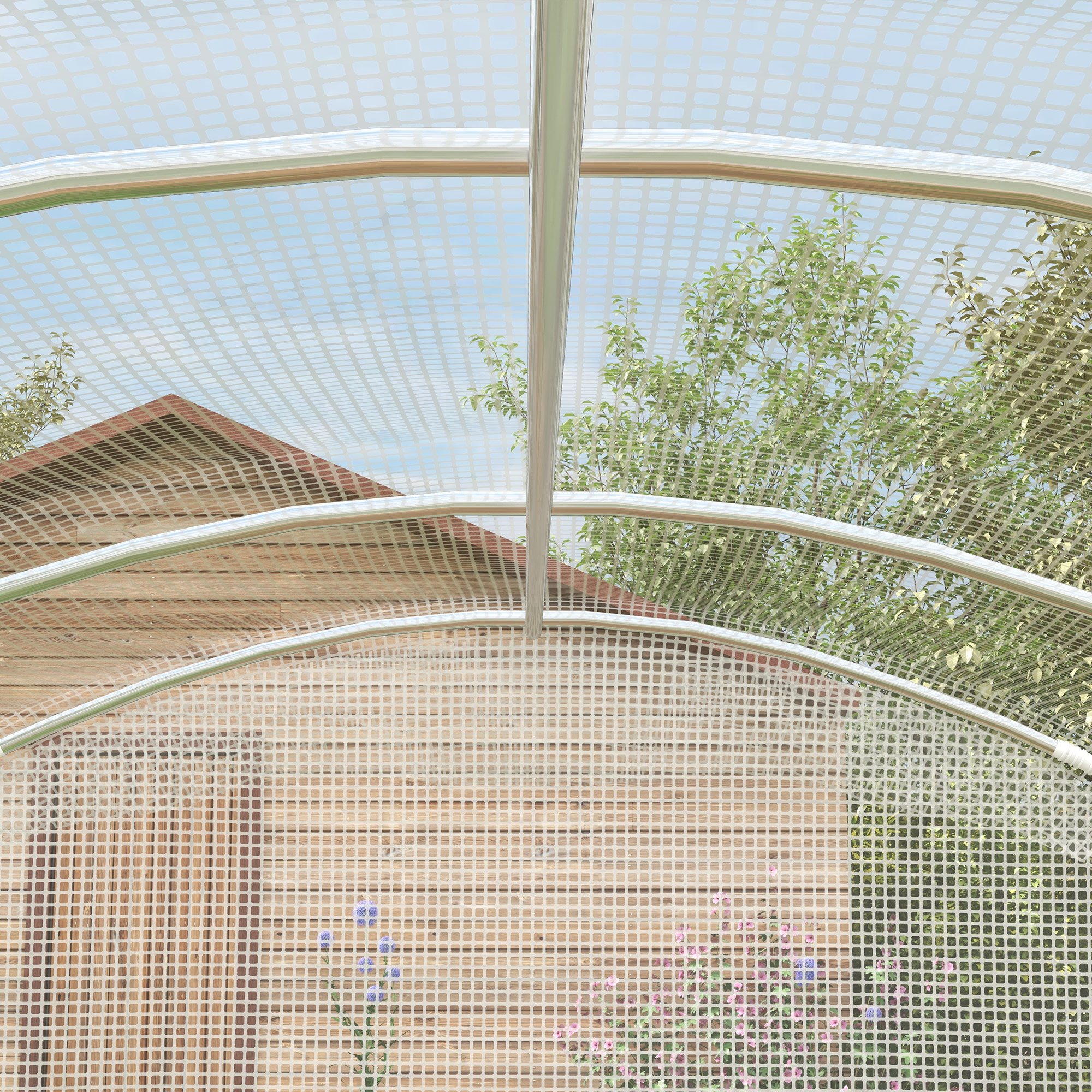 Outsunny Polytunnel Greenhouse Walk-in Grow House with UV-resistant PE Cover, Door and Galvanised Steel Frame, 2 x 2 x 2m, White 8