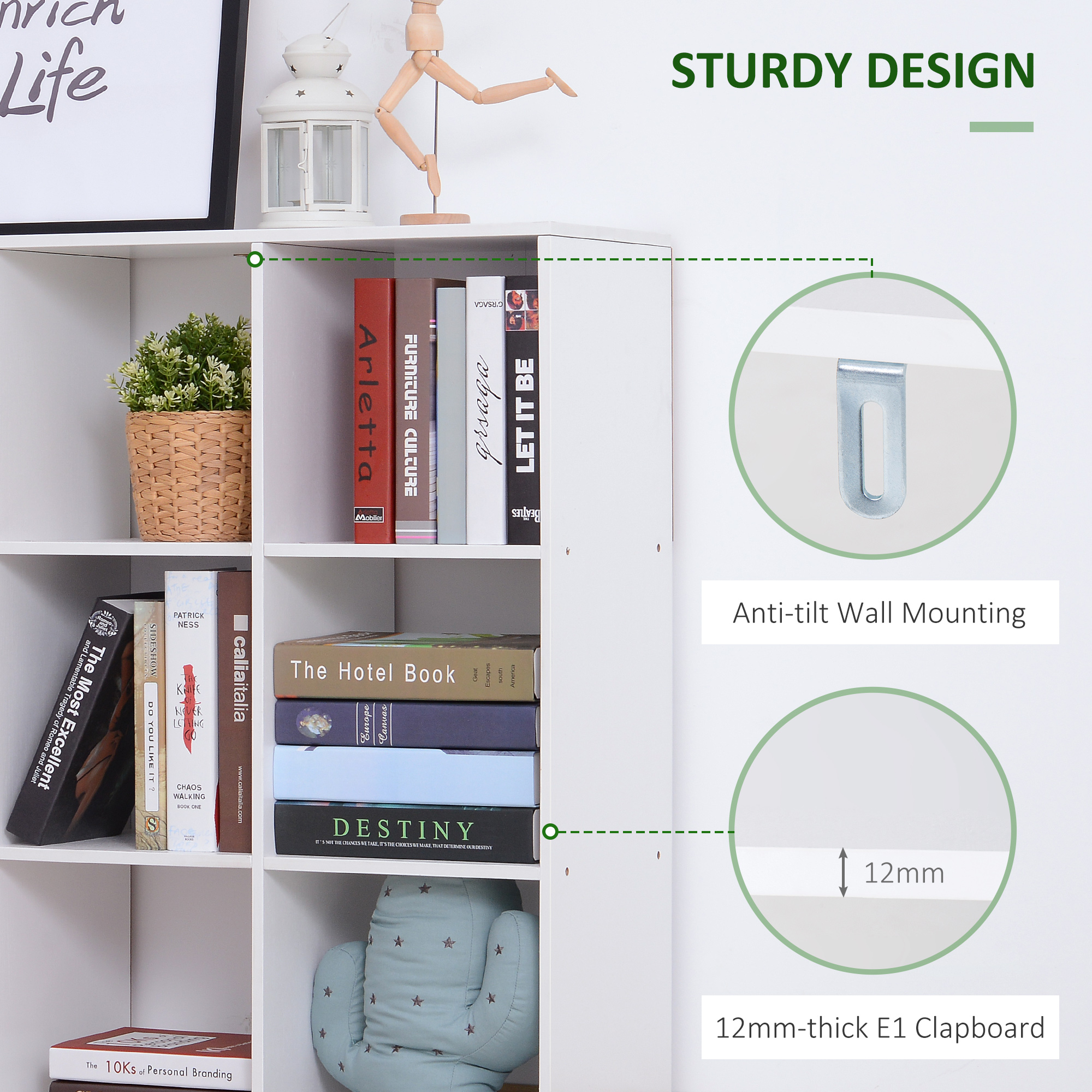 HOMCOM Nine-Cube Storage Shelf White 5