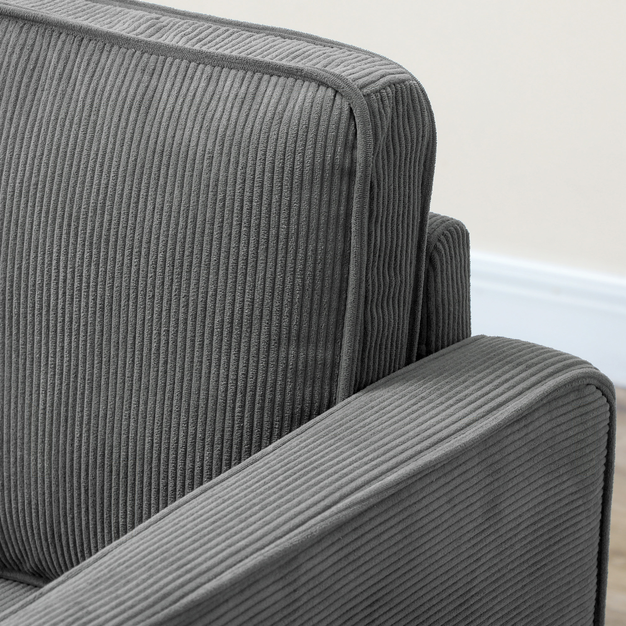 HOMCOM Small Two-Seater Corduroy Sofa Grey 8