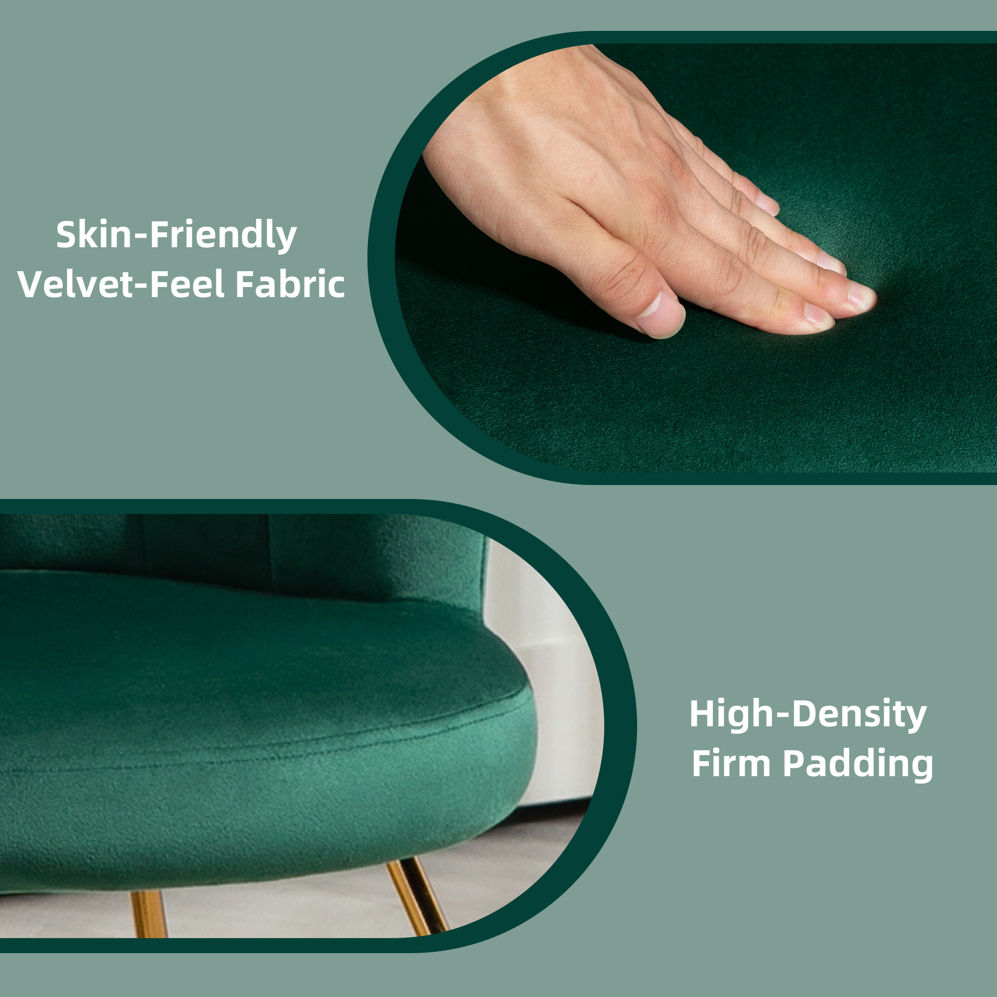 HOMCOM Velvet-Feel Lotus Petal Accent Chair Green 5