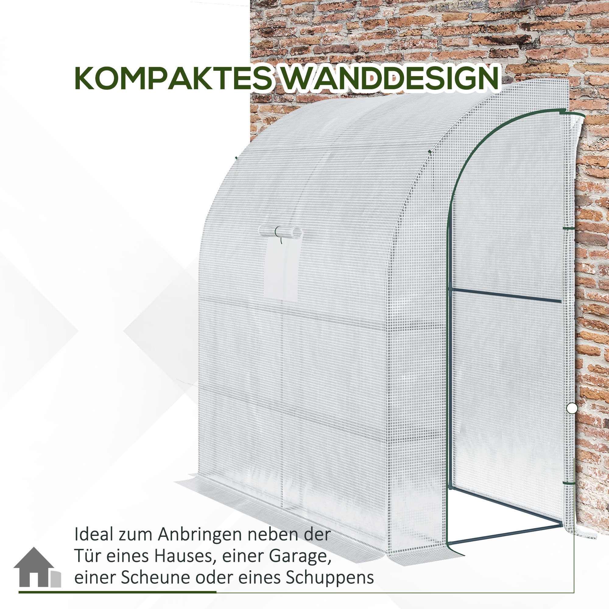 Fooliumkasvuhoone, tomatikasvuhoone võrgust akendega, kasvuhoone rullustega, paljunduskasvandus UV-kaitsega, valge, 200 x 100 x 215 cm