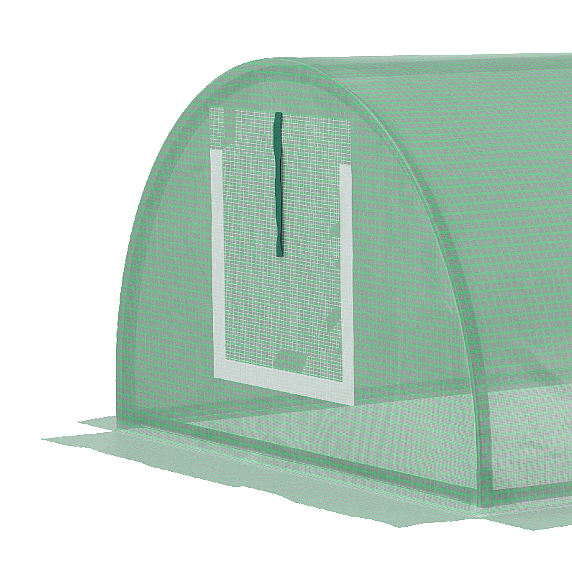 Outsunny Mini Greenhouse, Portable Tunnel Green House, Green Grow House Steel Frame with 5 Mesh Windows, 3 M, Green 9
