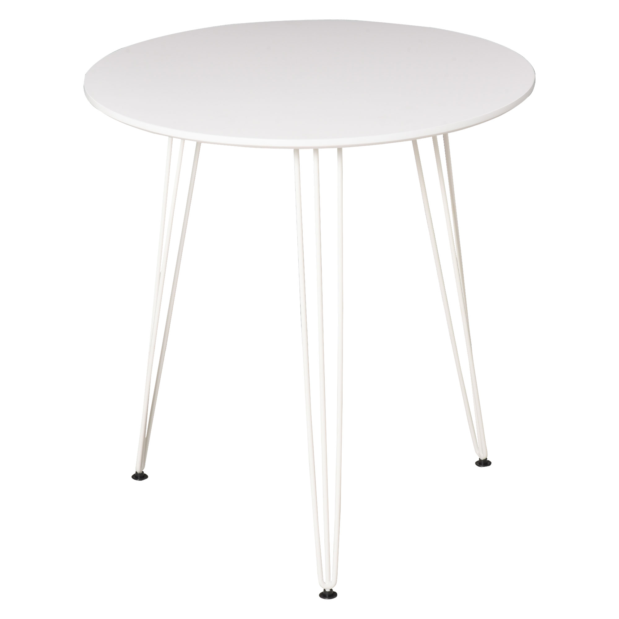 HOMCOM Mesa de Comedor Redonda Estilo Moderno Nórdico con Patas de Horquilla Metálicas para Cocina Salón Ø70x75 cm Blanco   Aosom España