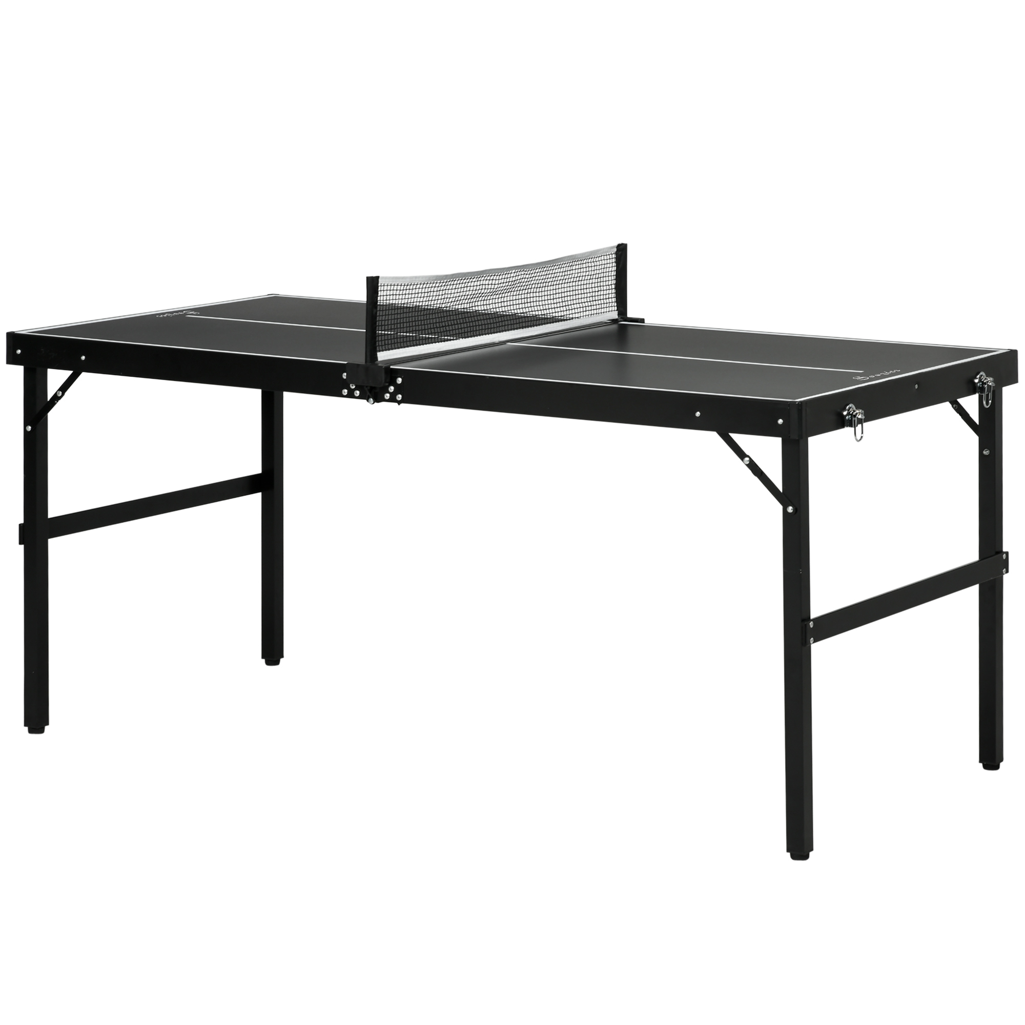 SPORTNOW Mini Tischtennisplatte klappbar Tennistisch Freizeittisch mit Netz & Griff, Indoor Spielset für Zuhause, Aluminium Schwarz   Aosom.de – SPORTNOW