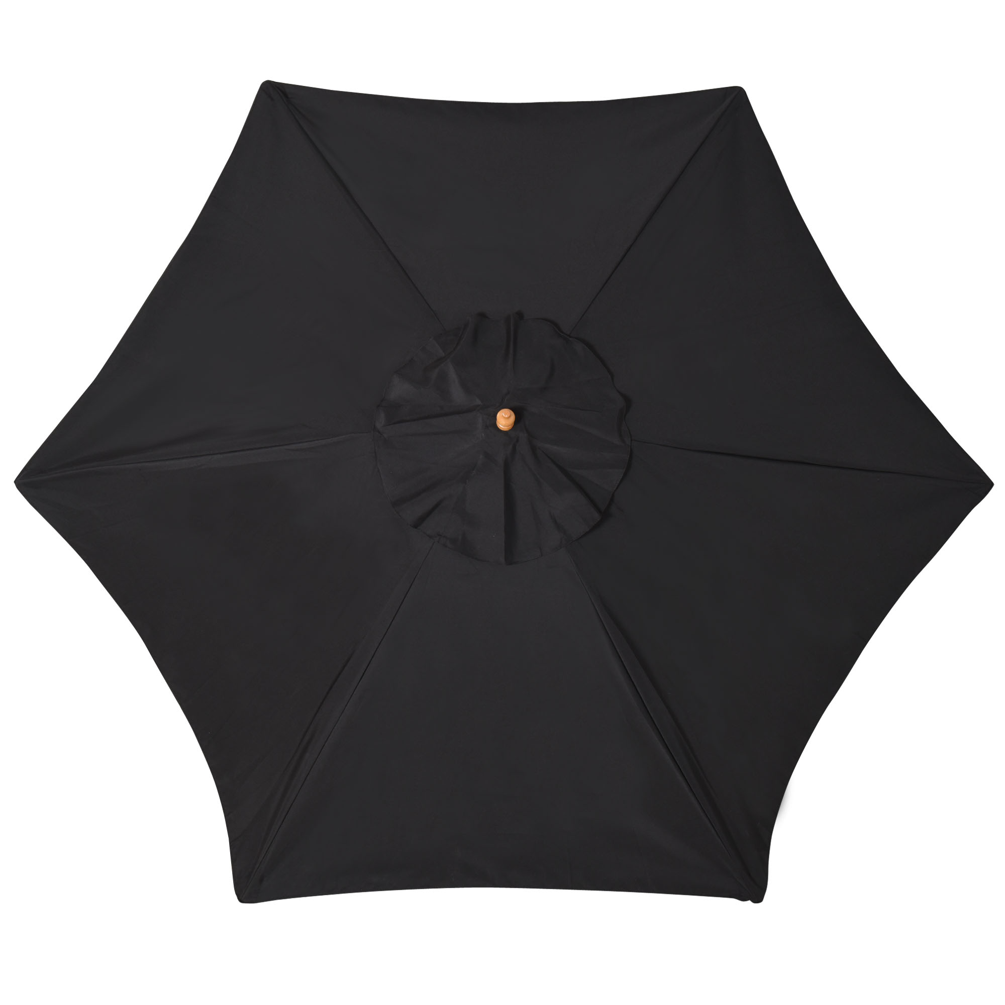 Outsunny Wooden Garden Umbrella Sun Shade with Top Vents, Bamboo Ribs and Sturdy Wood Pole, Black 7