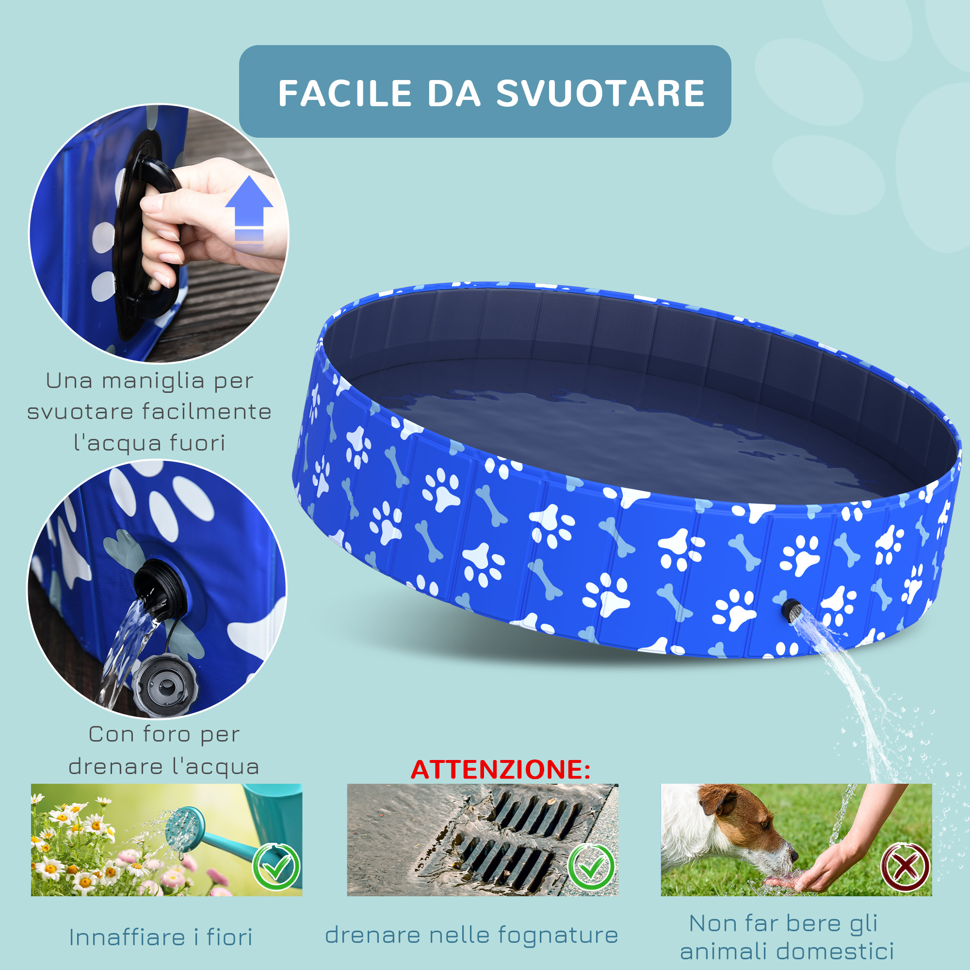 Copertura impermeabile rotonda per piscina per cani, 160 cm, copertura
