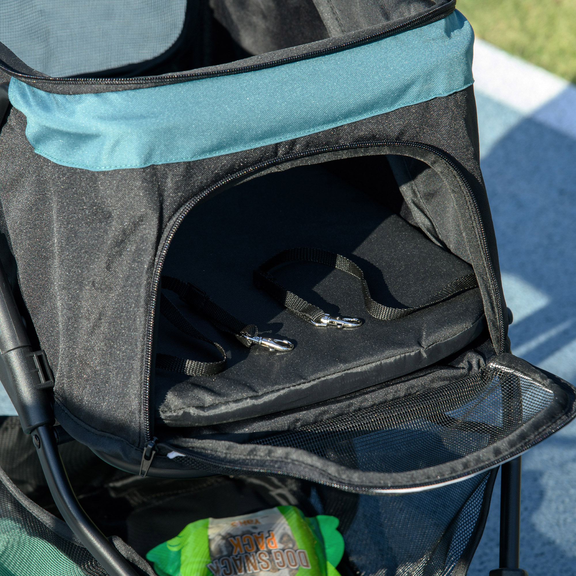 PawHut Foldable Pet Stroller w/ Rain Cover, for XS Dogs, S Dogs Dark Green 8