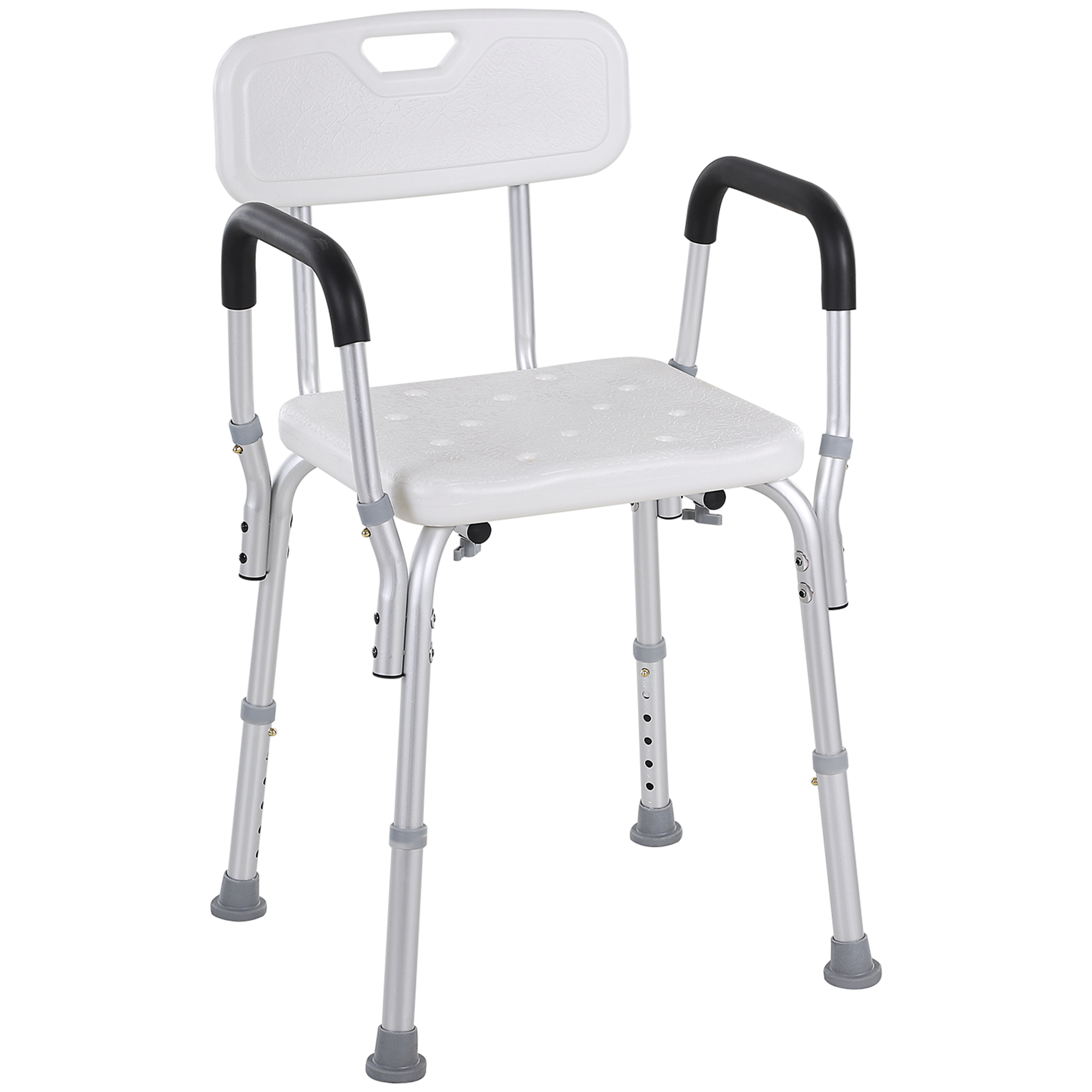 HOMCOM Silla para Ducha Regulable en Altura con Reposabrazos y Respaldo 51.5x43.5x71-84 cm Blanca   Aosom España