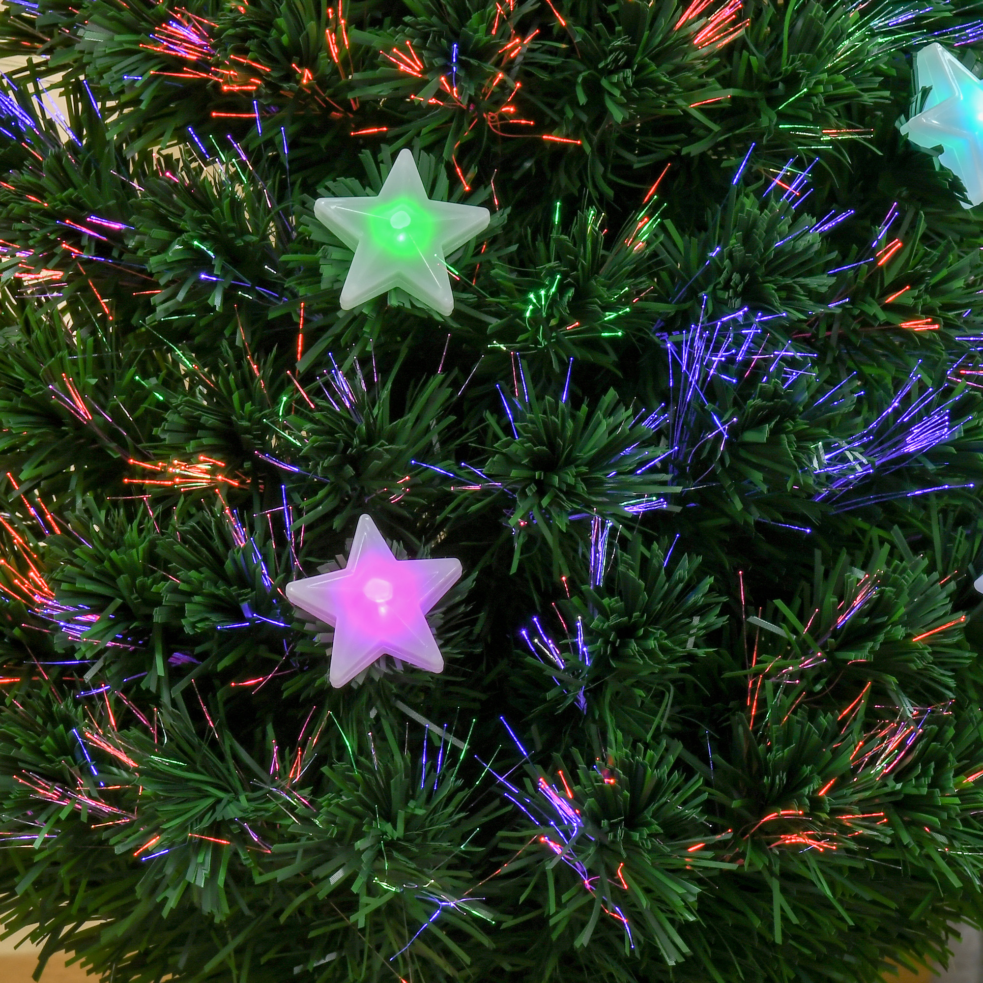HOMCOM 4FT Prelit Artificial Christmas Tree Fibre Optic Star LED Light Holiday Home Xmas Decoration with LED Light for Indoor Party, Green 9