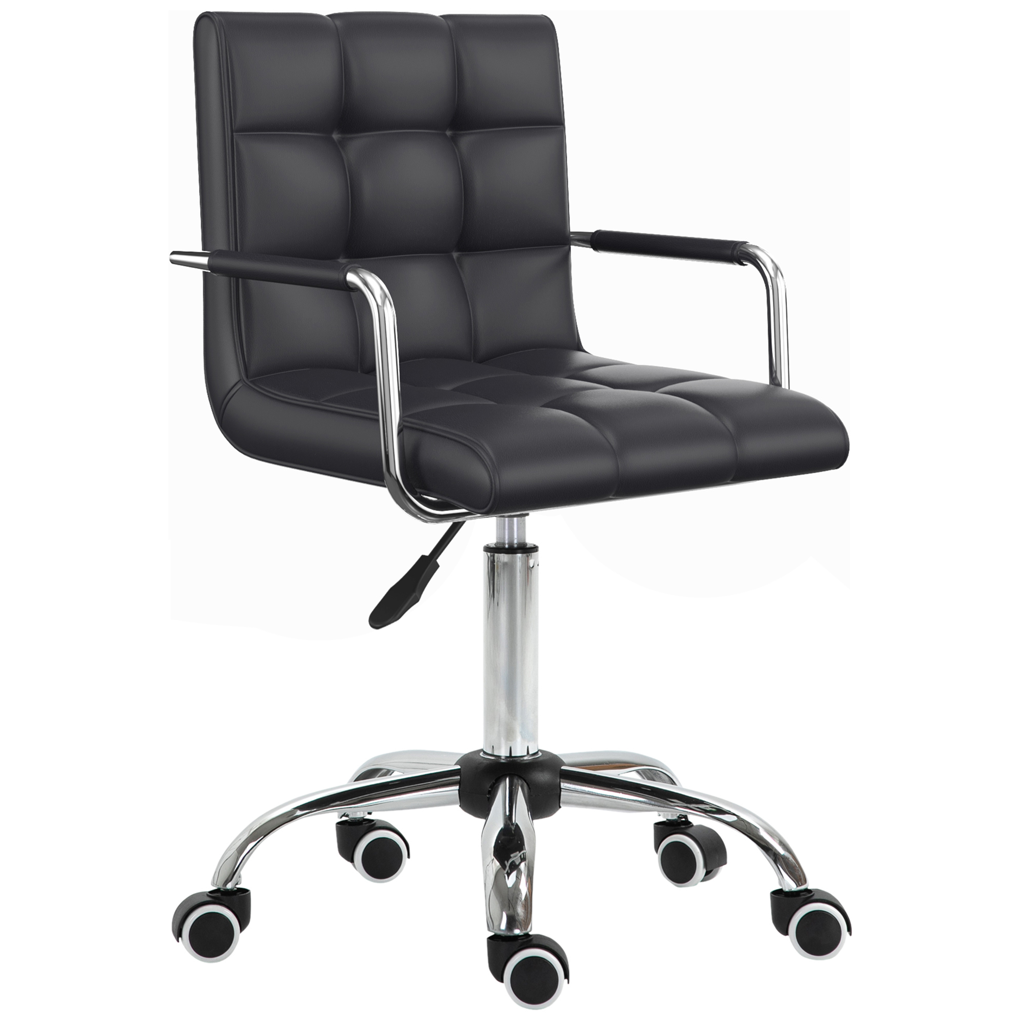 HOMCOM Sedia Da Ufficio In Tessuto Lino, Senza Braccioli, Gambe Incrociate, Altezza Regolabile 45-55 Cm, Seduta Larga 61 Cm