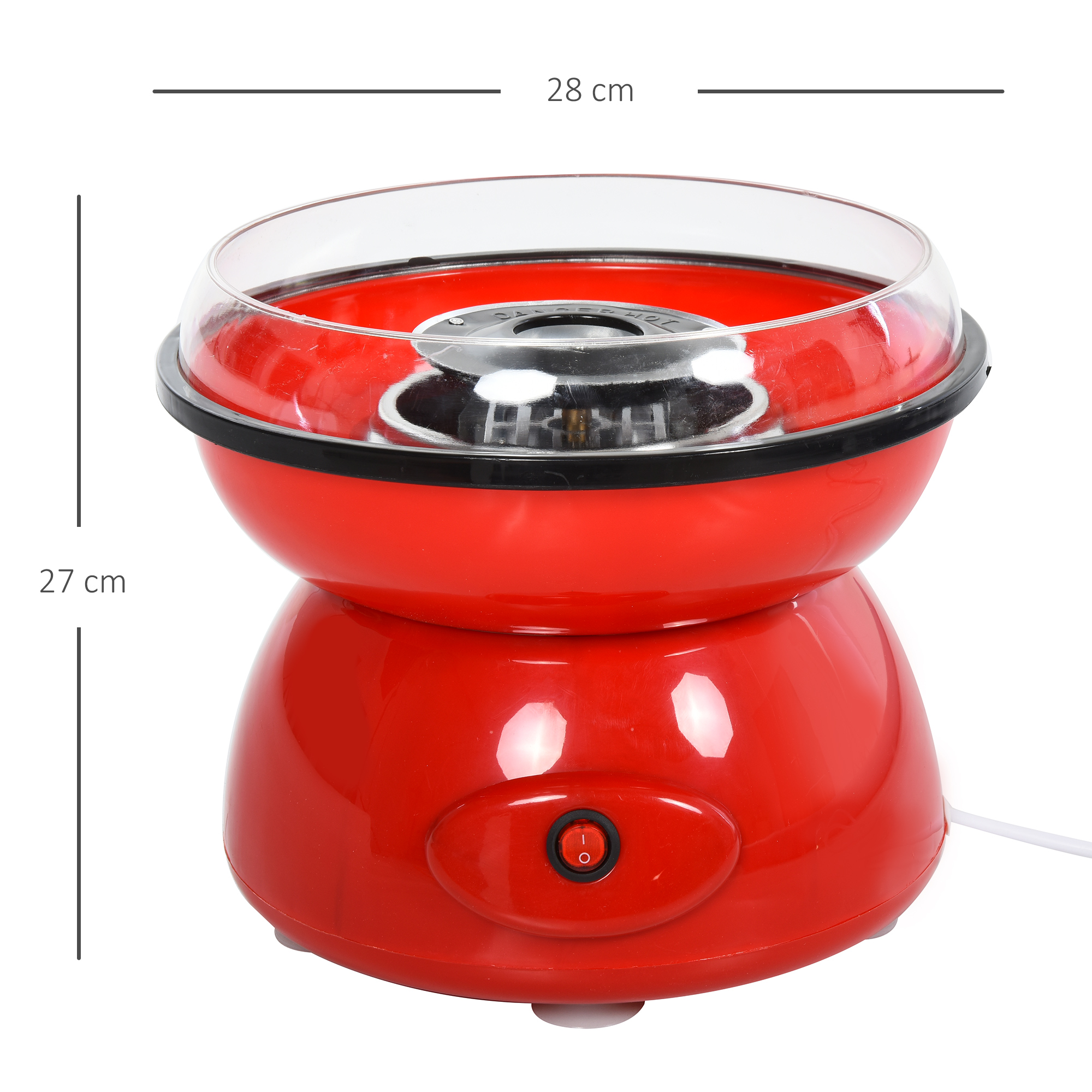 HOMCOM 450W Electric Candyfloss Machine Kit Non-Stick Plates Fairground Fun Children Adult Party Gift Home Sweet Metal Body w/ Accessories Red 3
