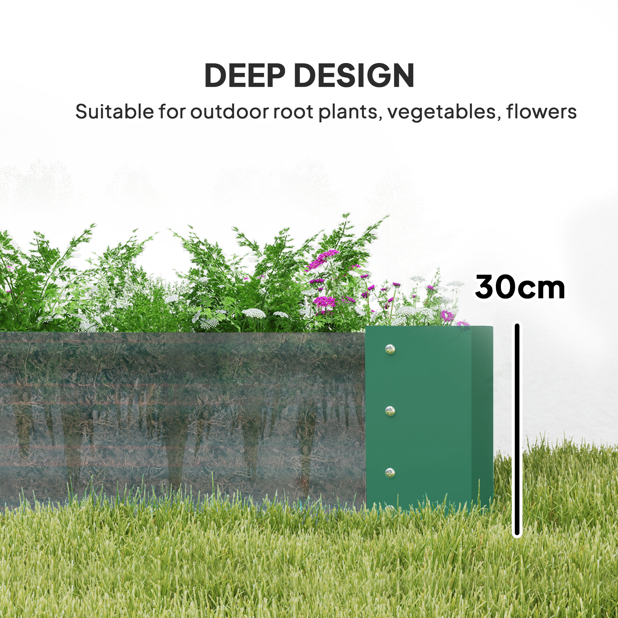 Outsunny 180 x 90cm Galvanised Steel Open Planter Green 4