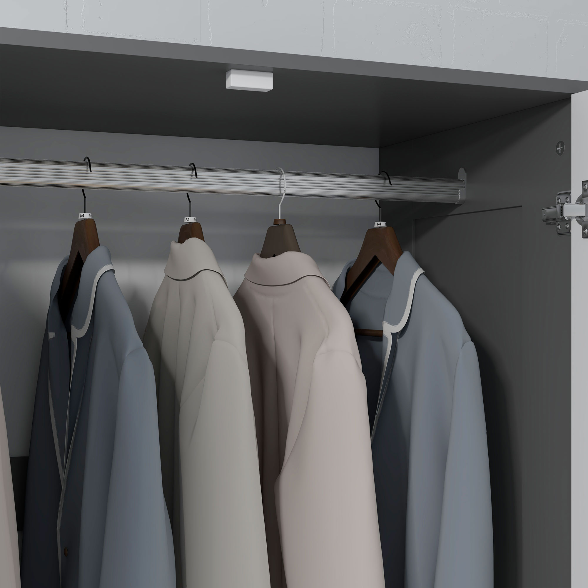 HOMCOM 2 Door Wardrobe, Modern Wardrobe with 3 Drawers and Hanging Rod for Bedroom, Grey 8
