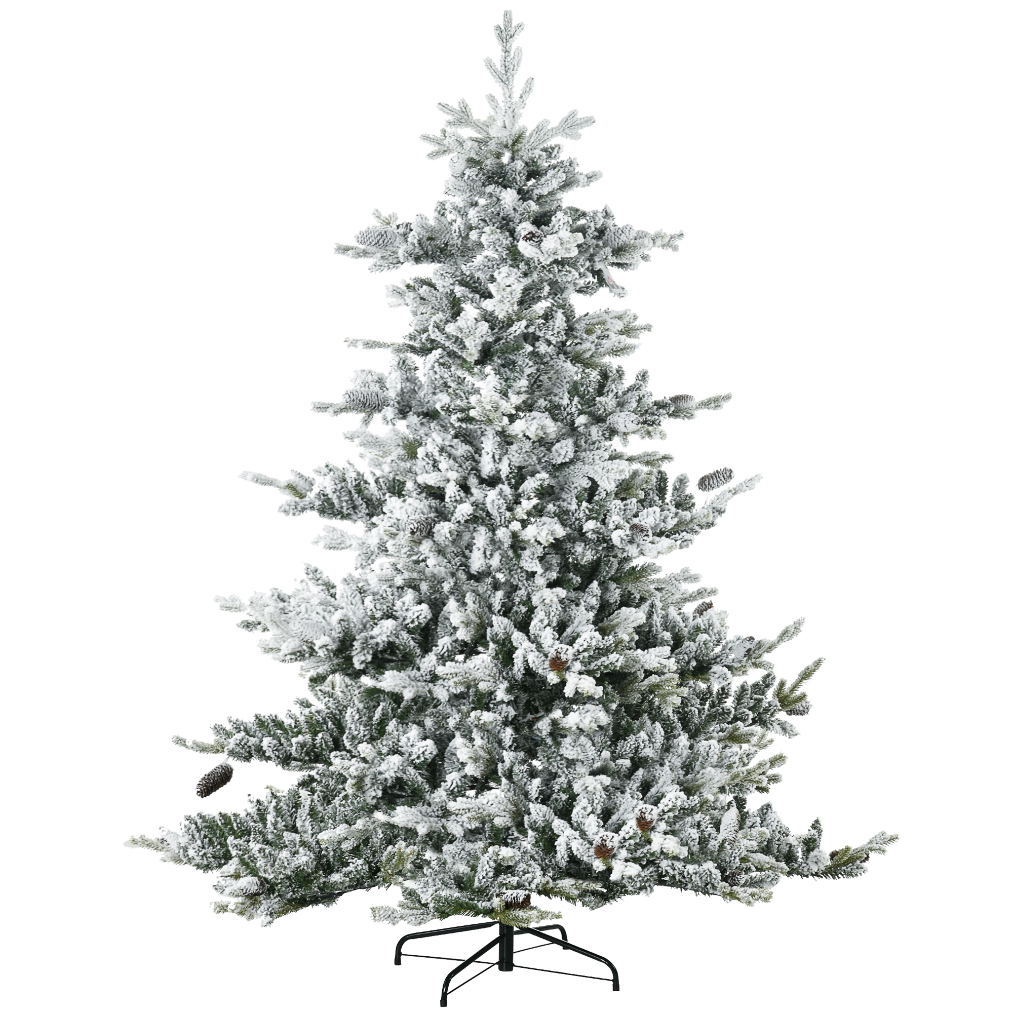 HOMCOM Weihnachtsbaum 180 cm Künstlicher Tannenbaum mit Kunstschnee, Kunsttanne mit 1471 Astspitzen, Standfuß für Weihnachtsfest, Indoor, Grün   Aosom – HOMCOM