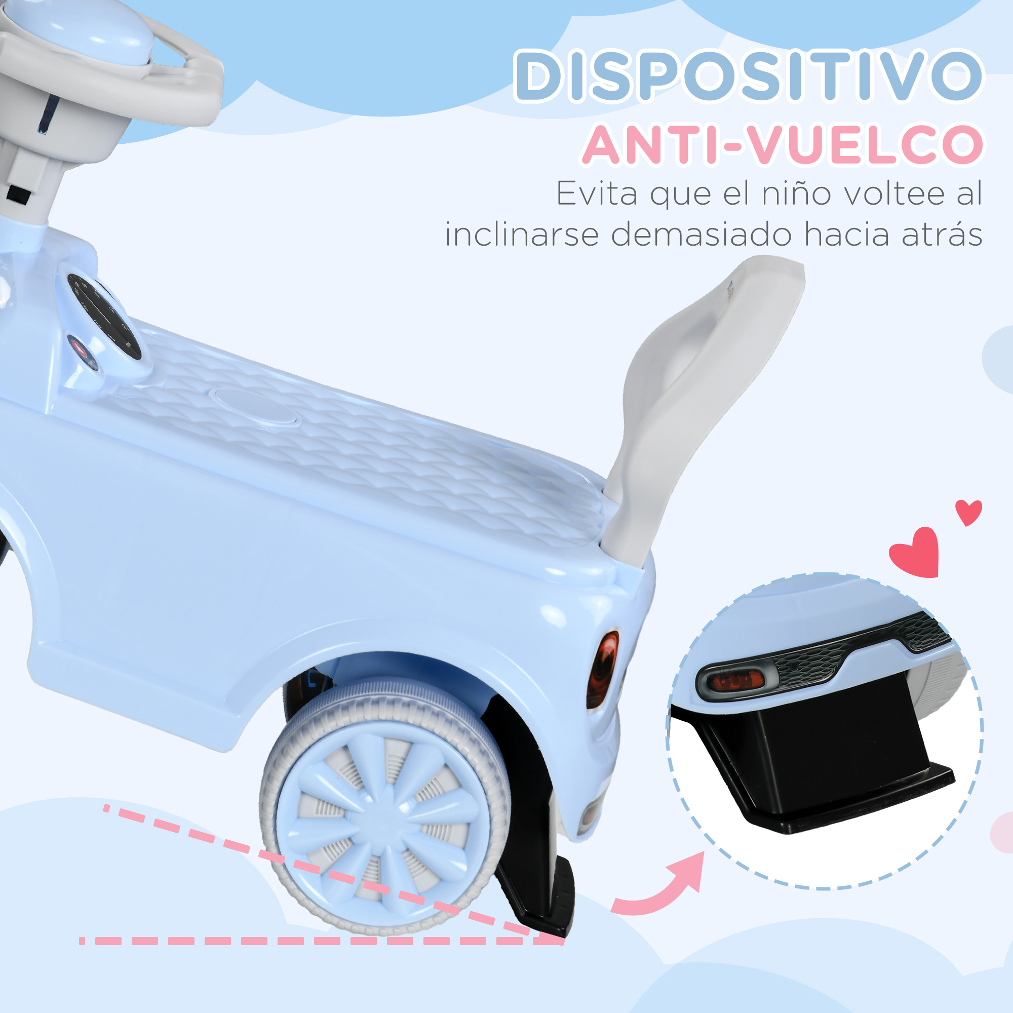 Correpasillos para bebés de 18 a 36 meses coche correpasillos con volante bocina y sistema de