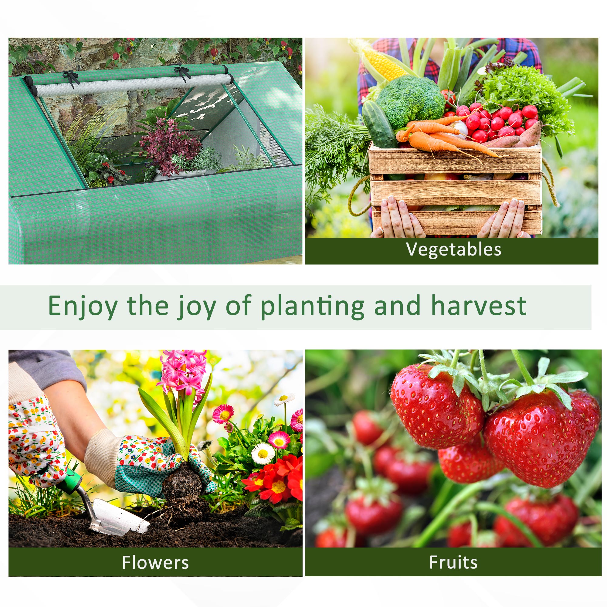 Outsunny Mini Greenhouse, Portable Garden Small Greenhouse with Zipped Windows and Door, 180 x 140 x 80cm, Dark Green 7
