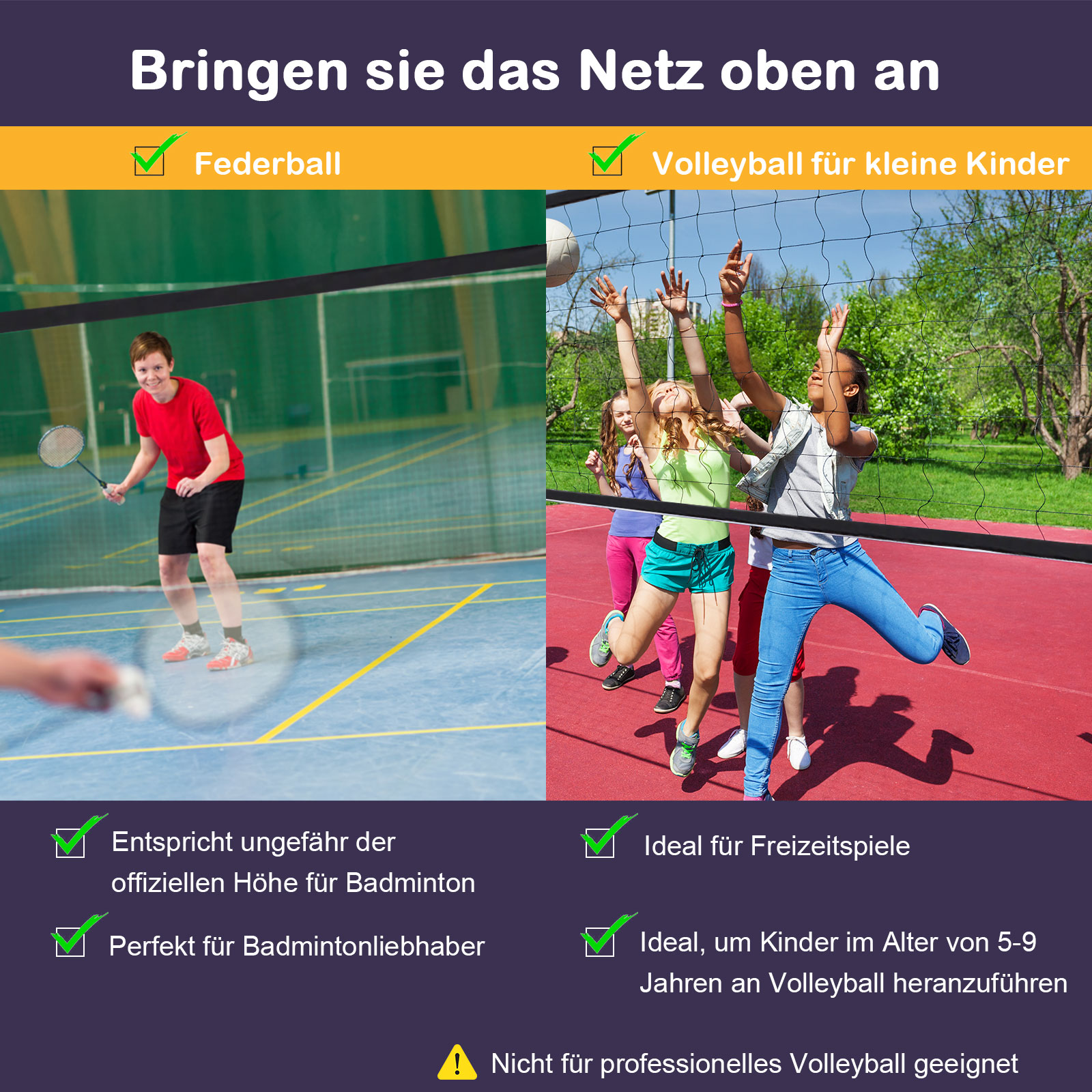 Tragbares Badmintonnetz Mit Ständer – Faltbar, Leicht (750 G), Für Indoor & Outdoor – Kein Werkzeug Nötig