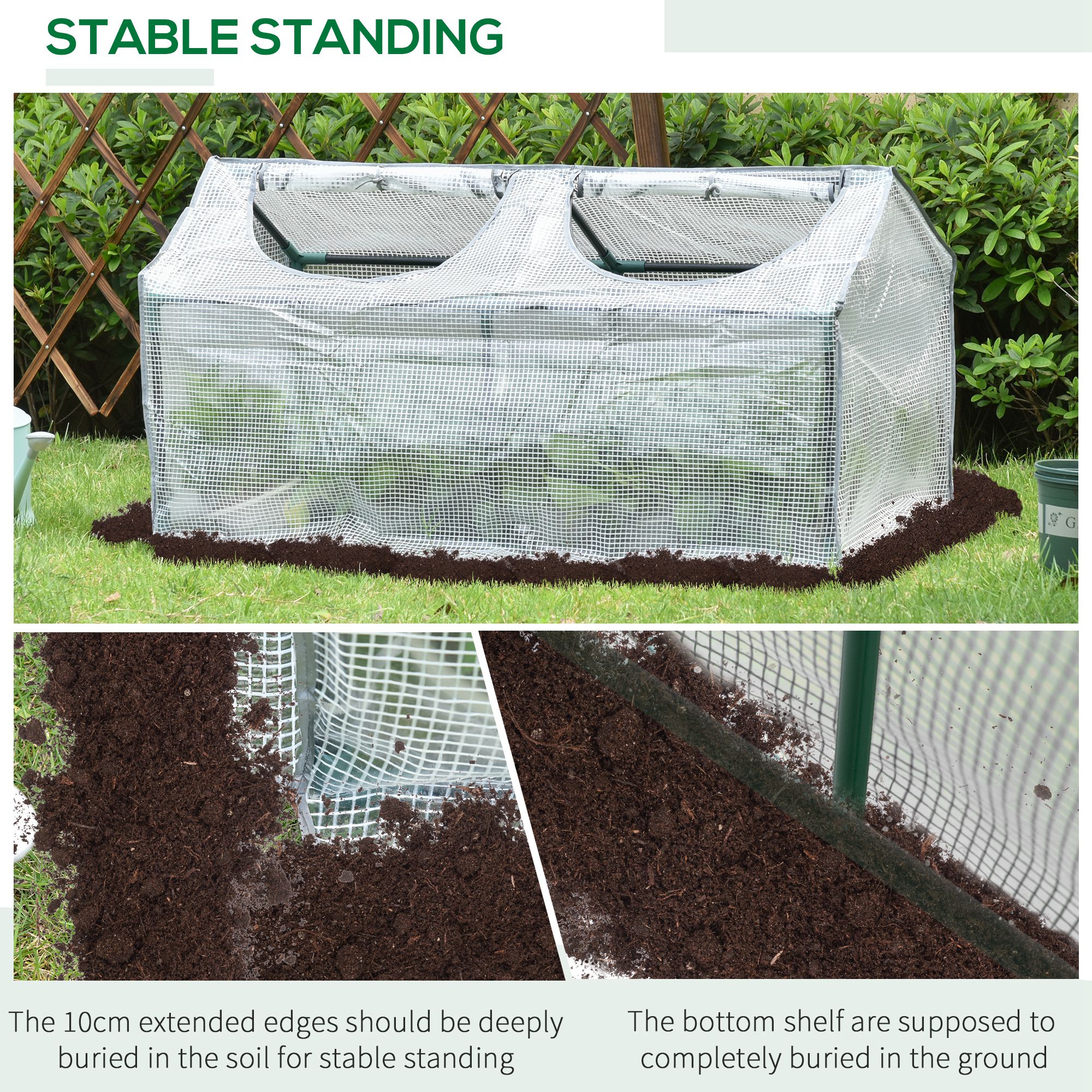 Outsunny Mini Greenhouse Portable Flower Planter Tomato Vegetable House for Garden Backyard with Zipper 120 x 60 x 60 cm, White 7